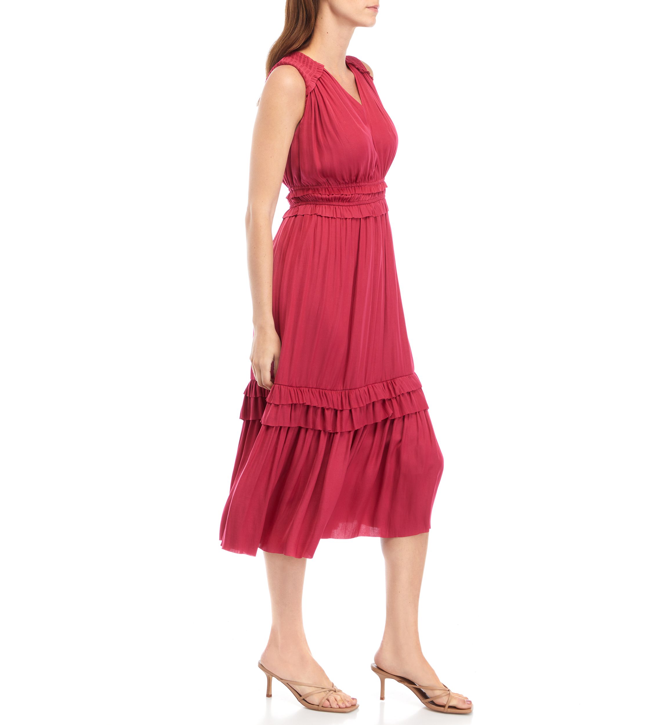 Womens Sleeveless Smock Waist Airflow Dress