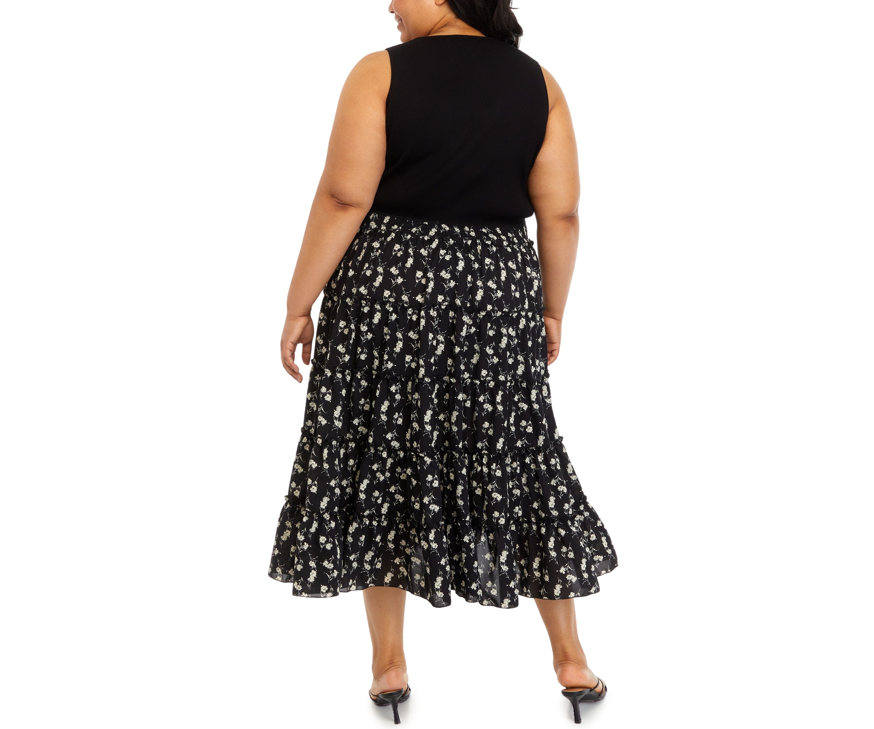 Plus Size Sleeveless Mixed Media Dress