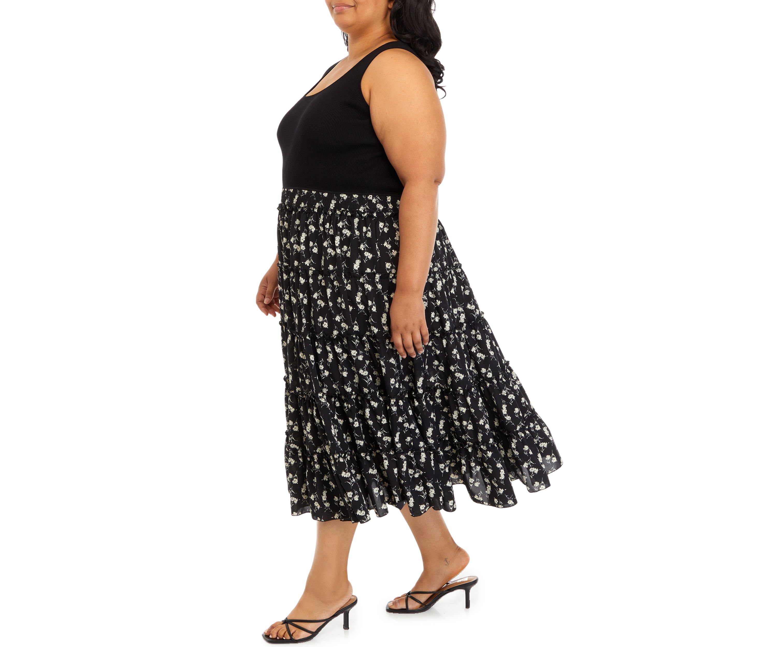 Plus Size Sleeveless Mixed Media Dress