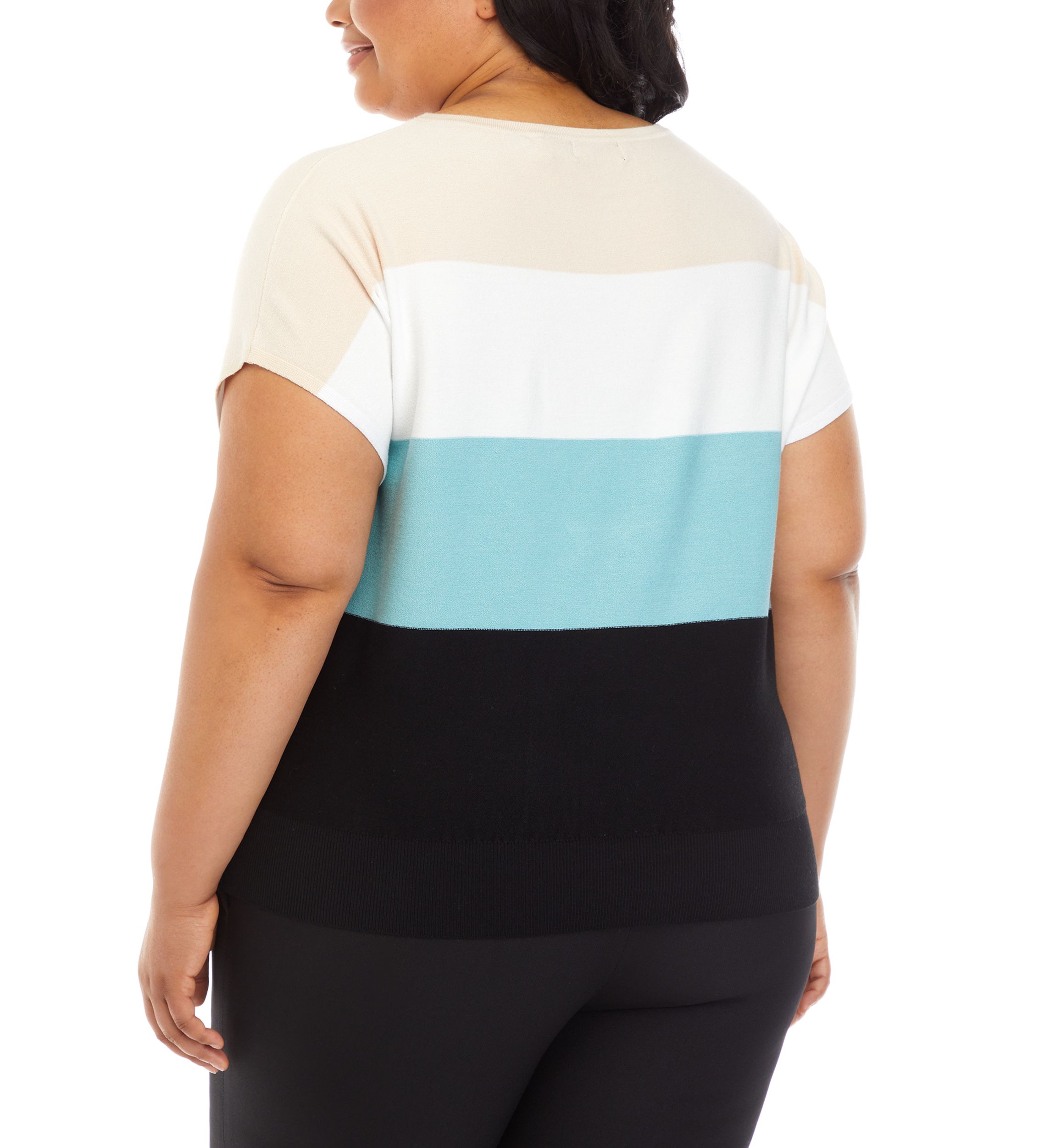 Plus Size Dolman Sleeve Color Block Sweater
