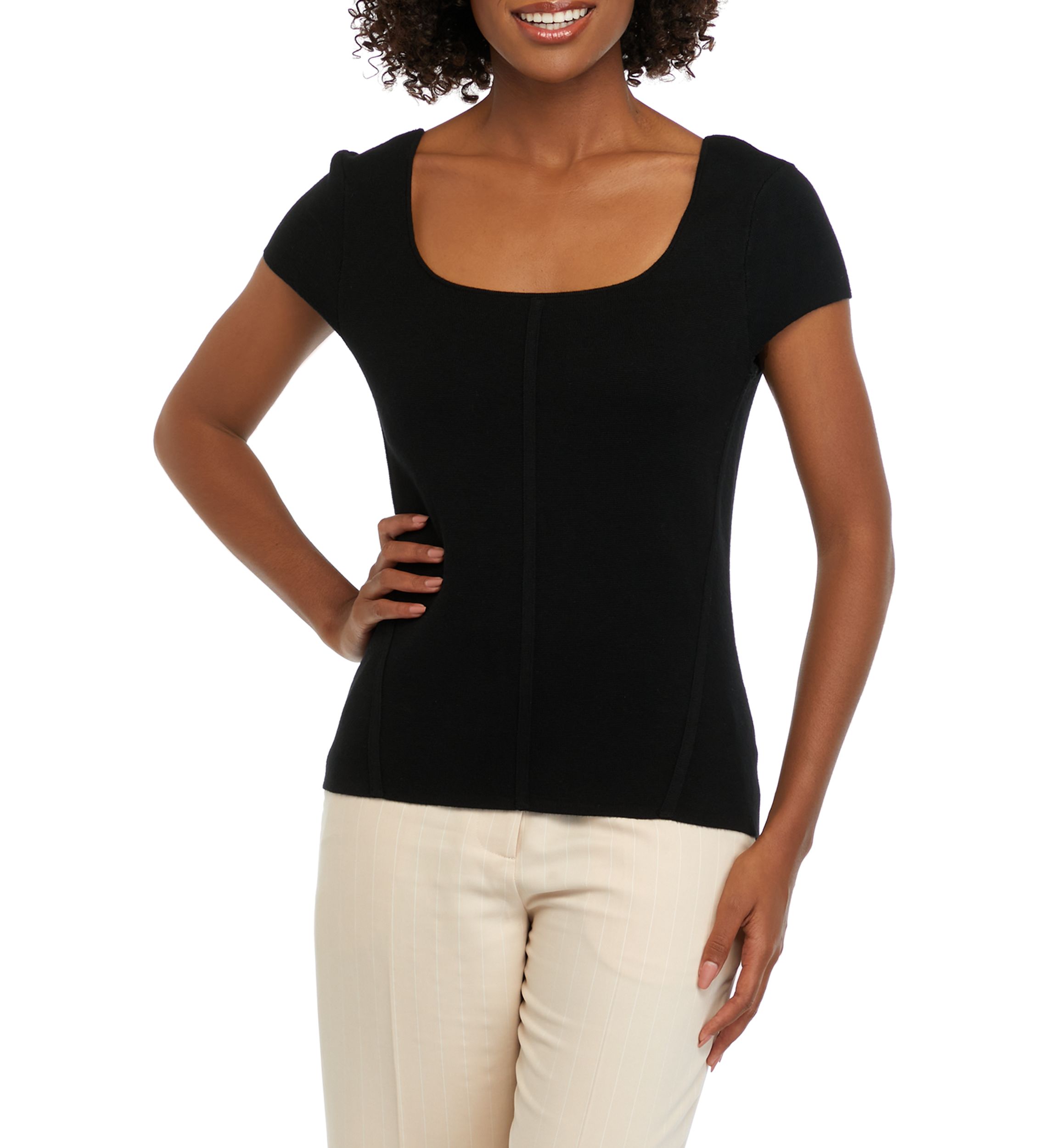 Womens Solid Sweater Knit Top