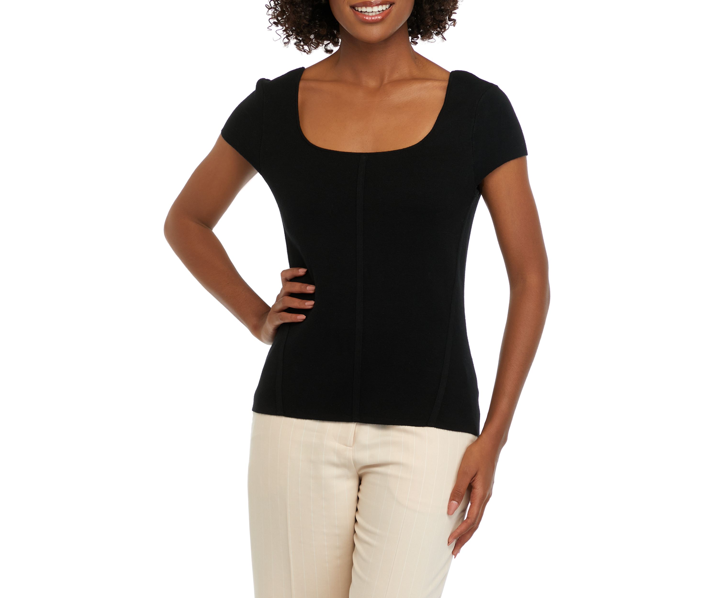 Womens Solid Sweater Knit Top
