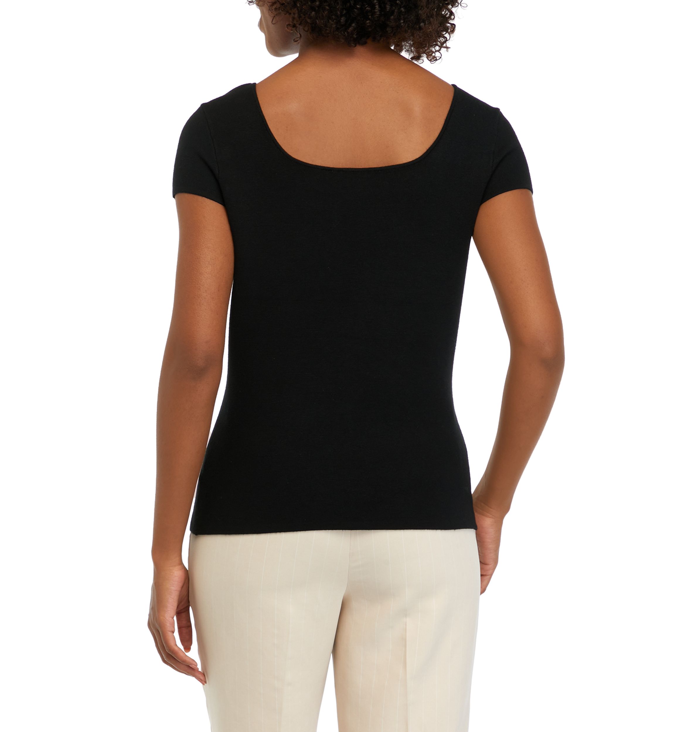 Womens Solid Sweater Knit Top