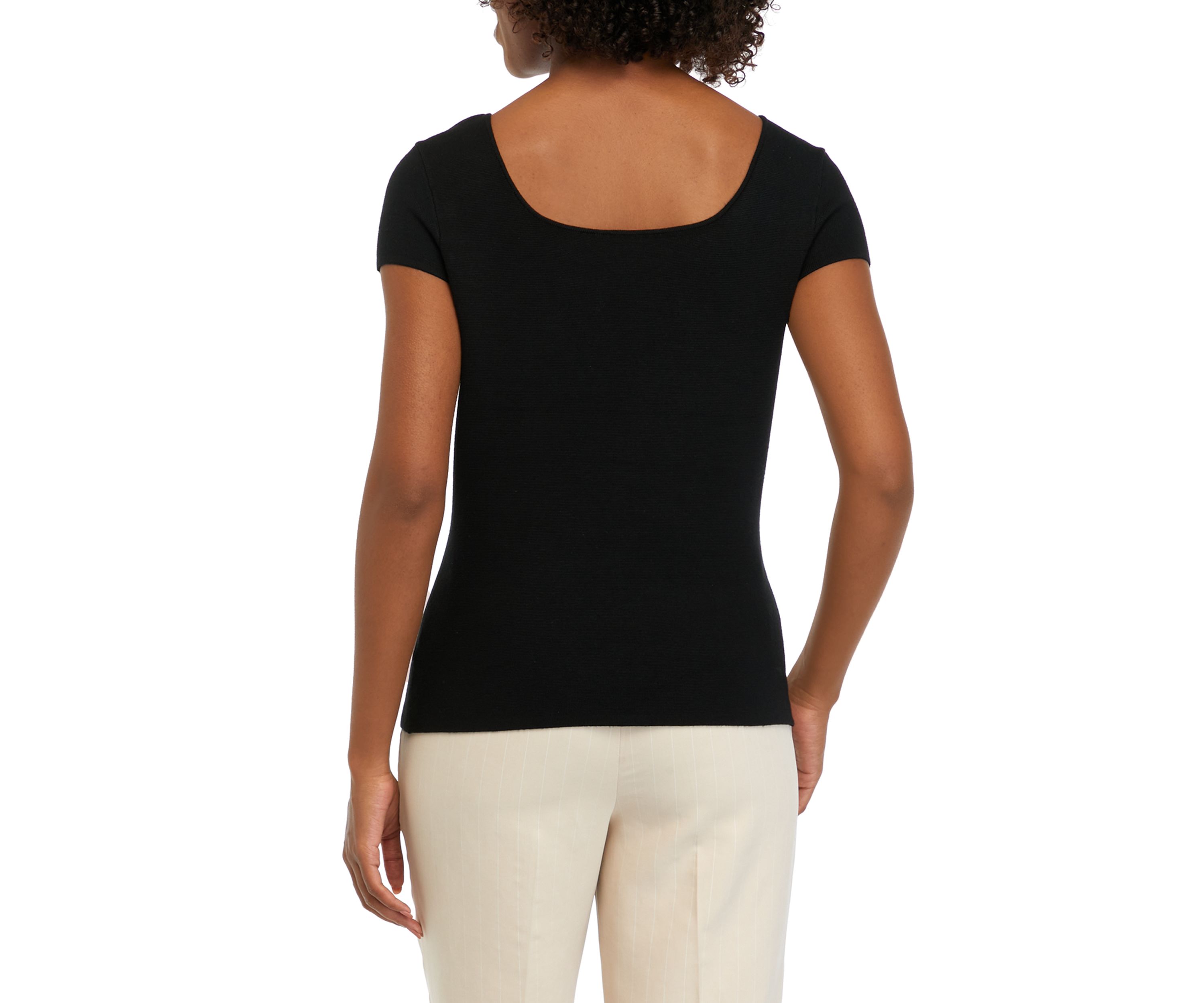 Womens Solid Sweater Knit Top