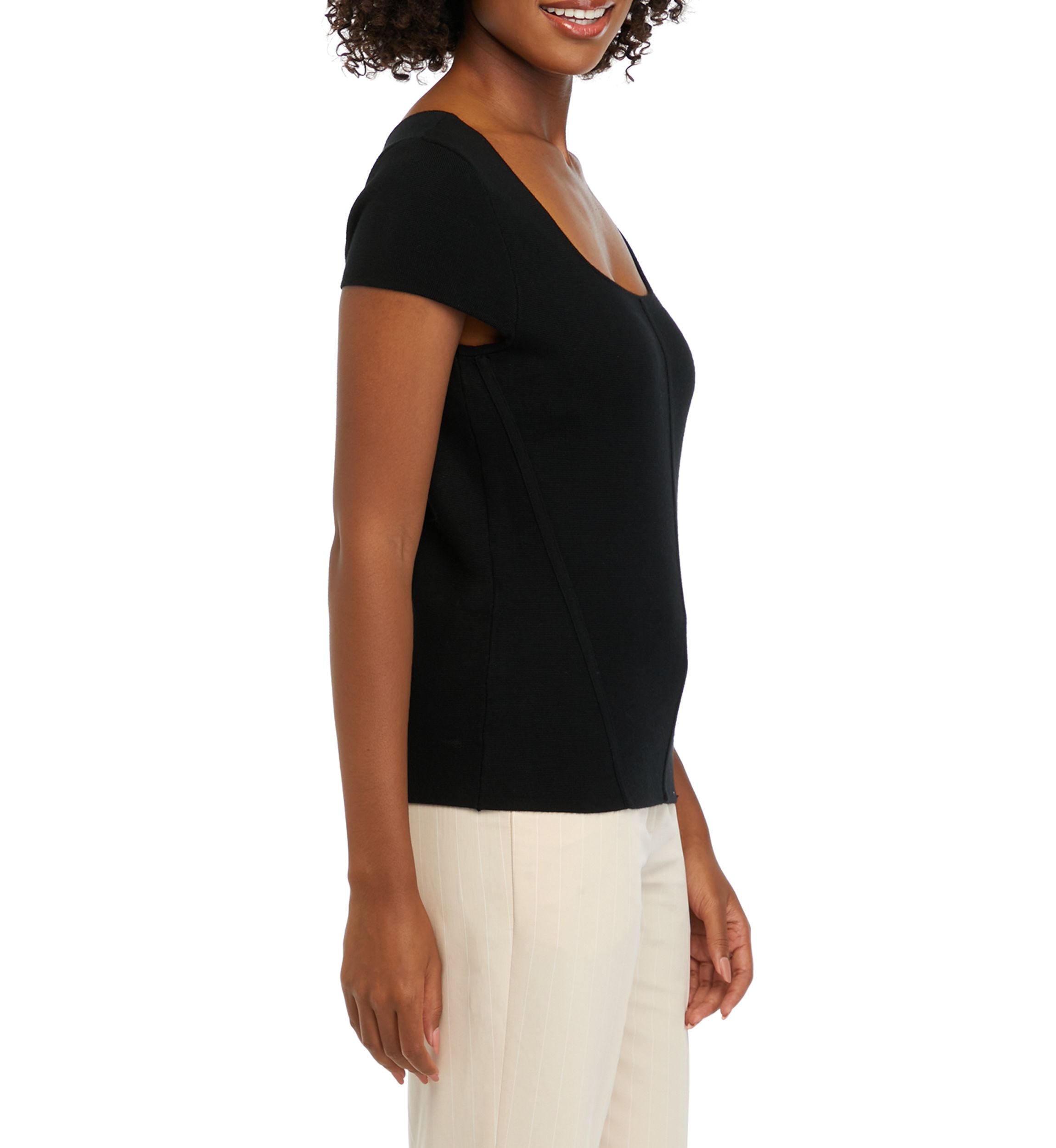 Womens Solid Sweater Knit Top