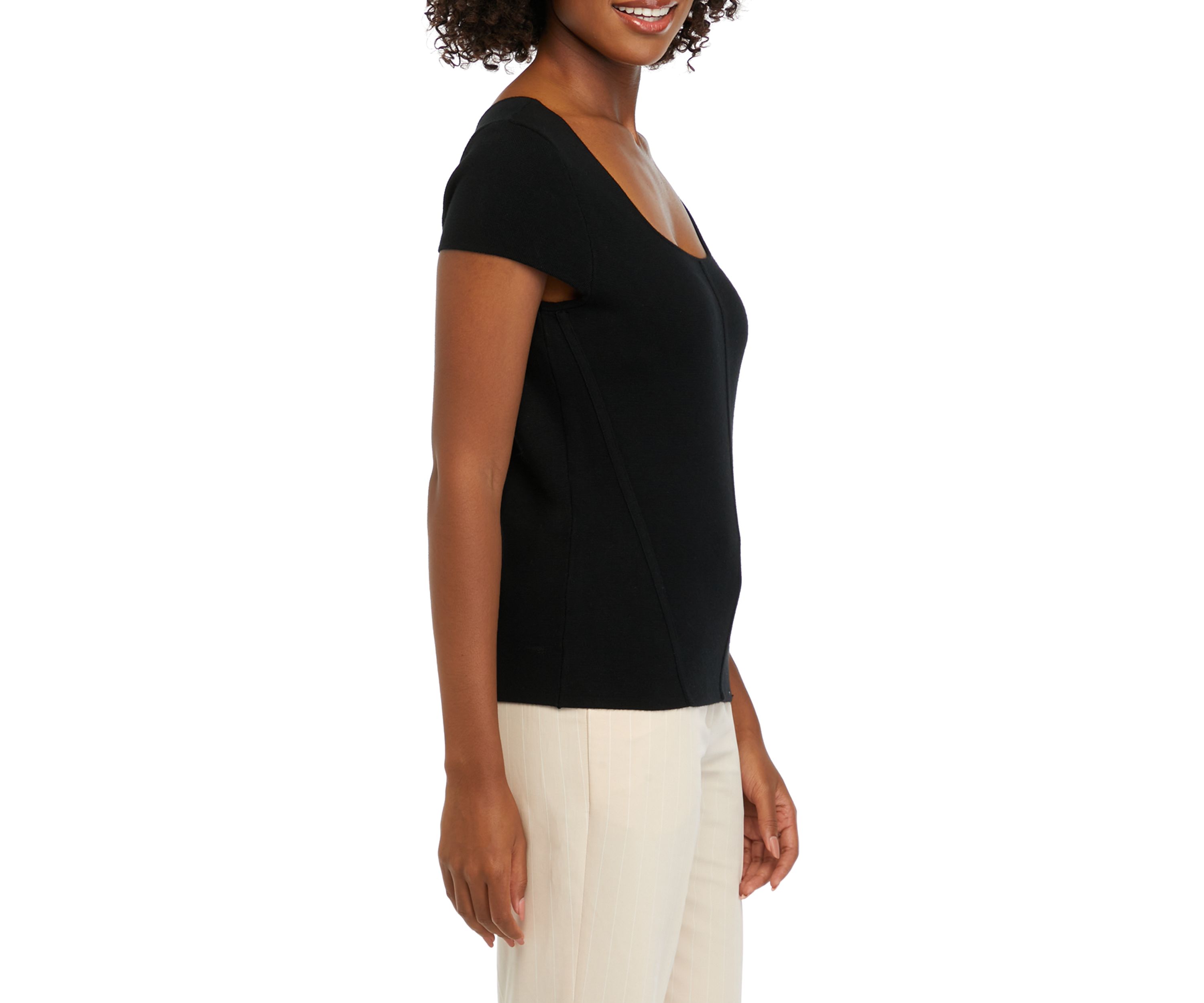 Womens Solid Sweater Knit Top