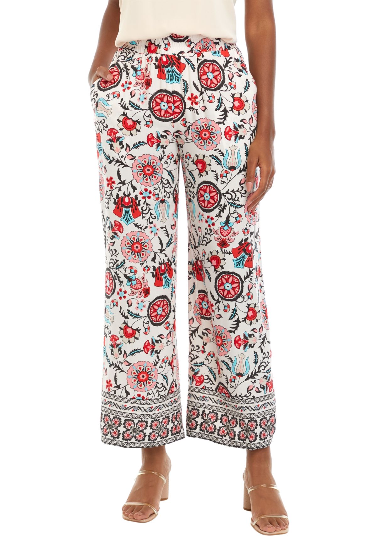 Petite Floral Wide Leg Soft Pants 