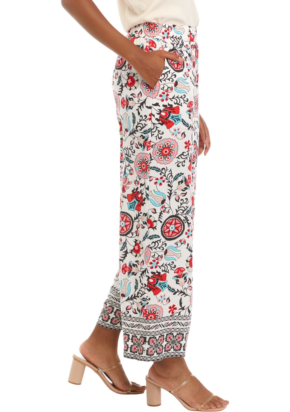 Petite Floral Wide Leg Soft Pants 