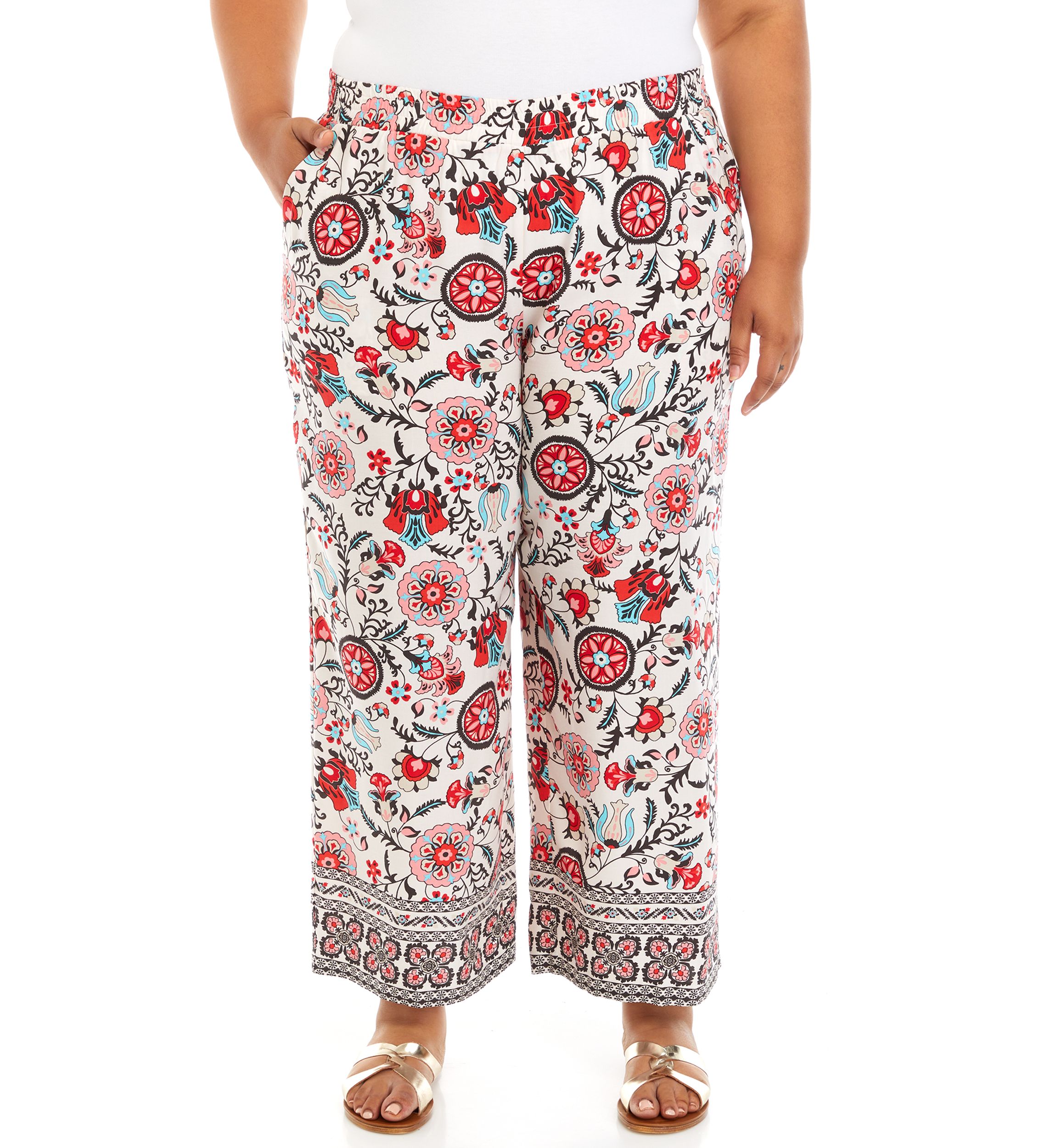 Plus Size Pull On Wide Leg Pants