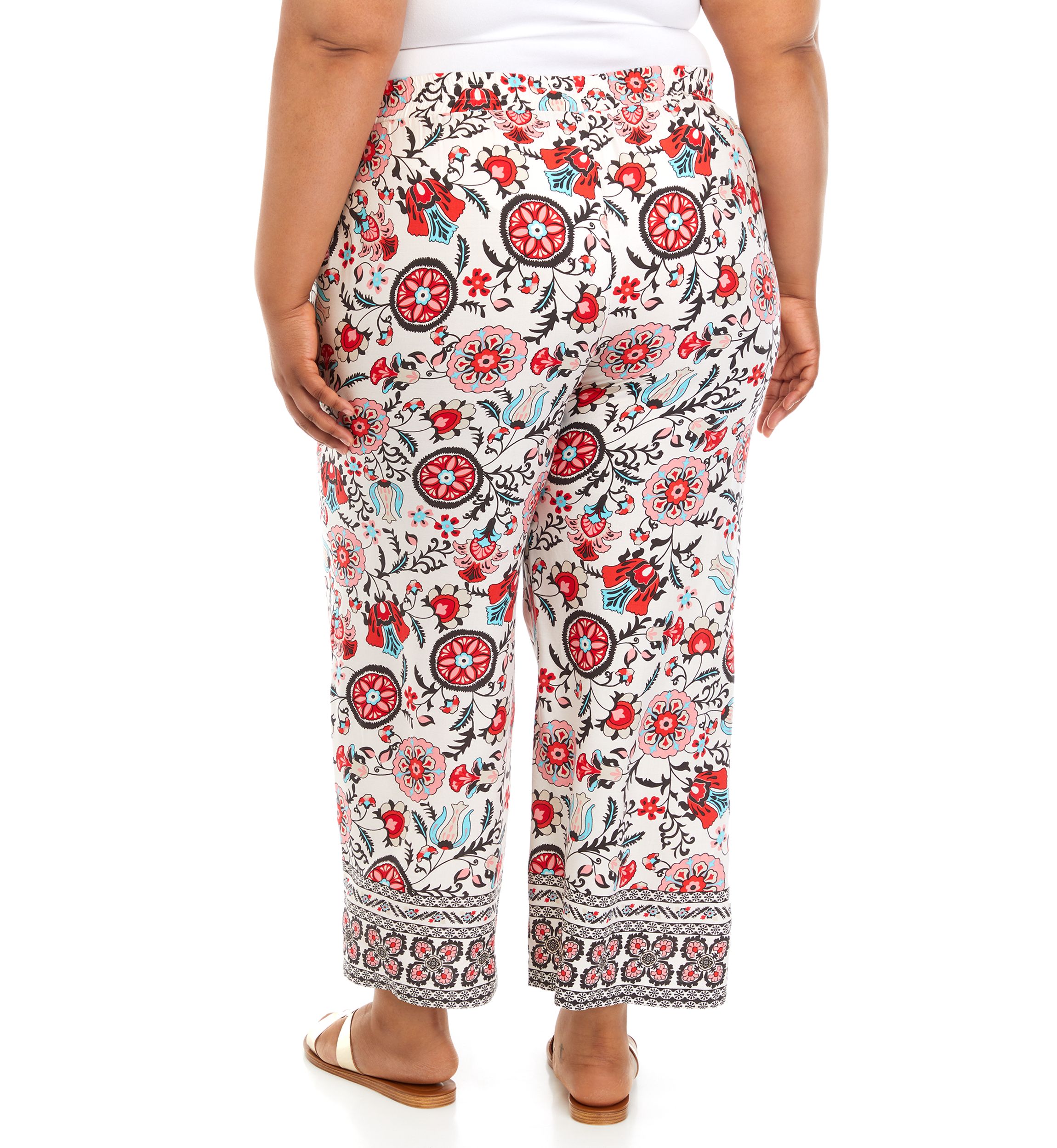 Plus Size Pull On Wide Leg Pants
