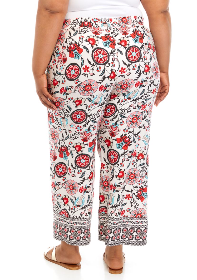 Plus Size Pull On Wide Leg Pants