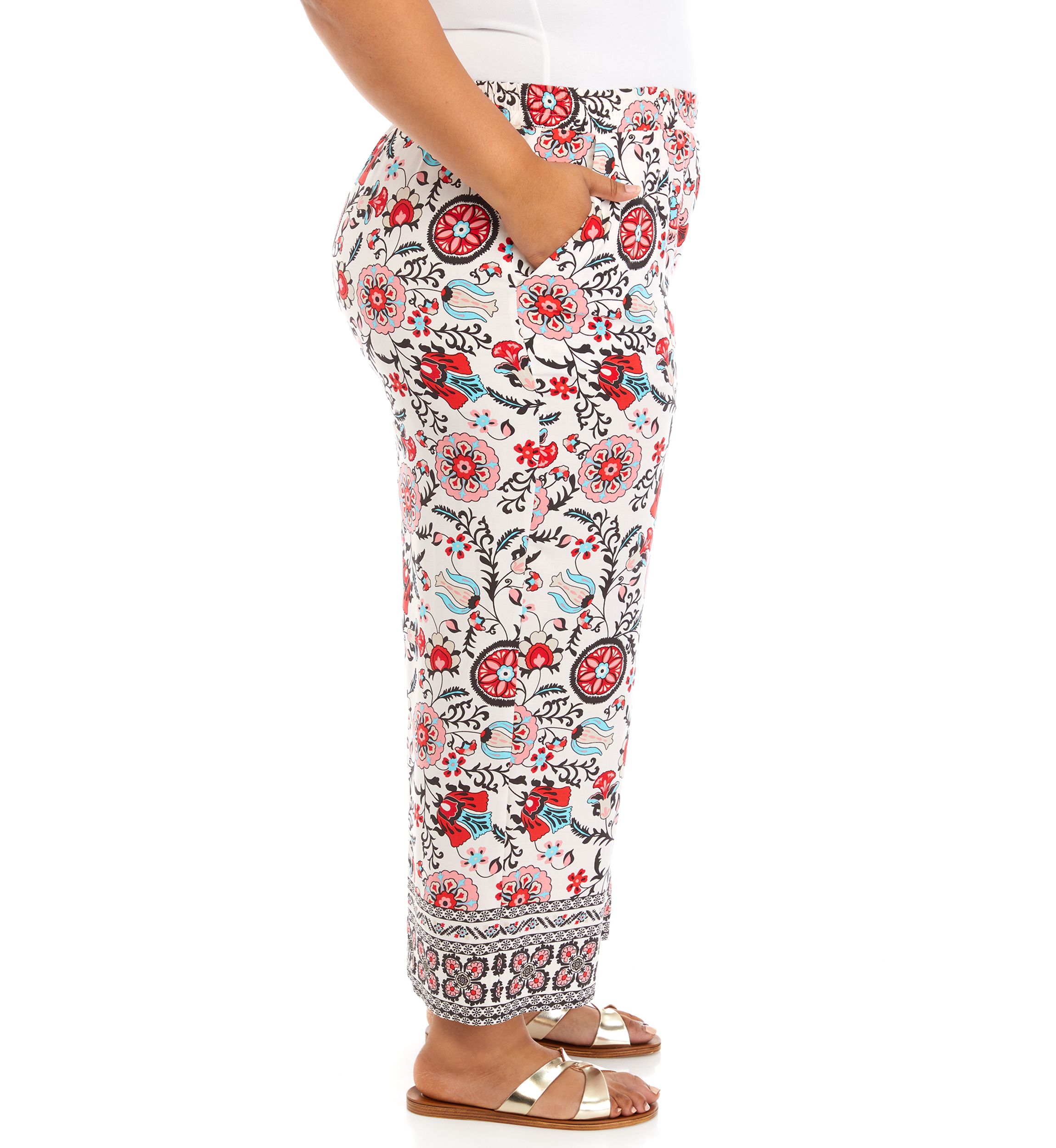 Plus Size Pull On Wide Leg Pants