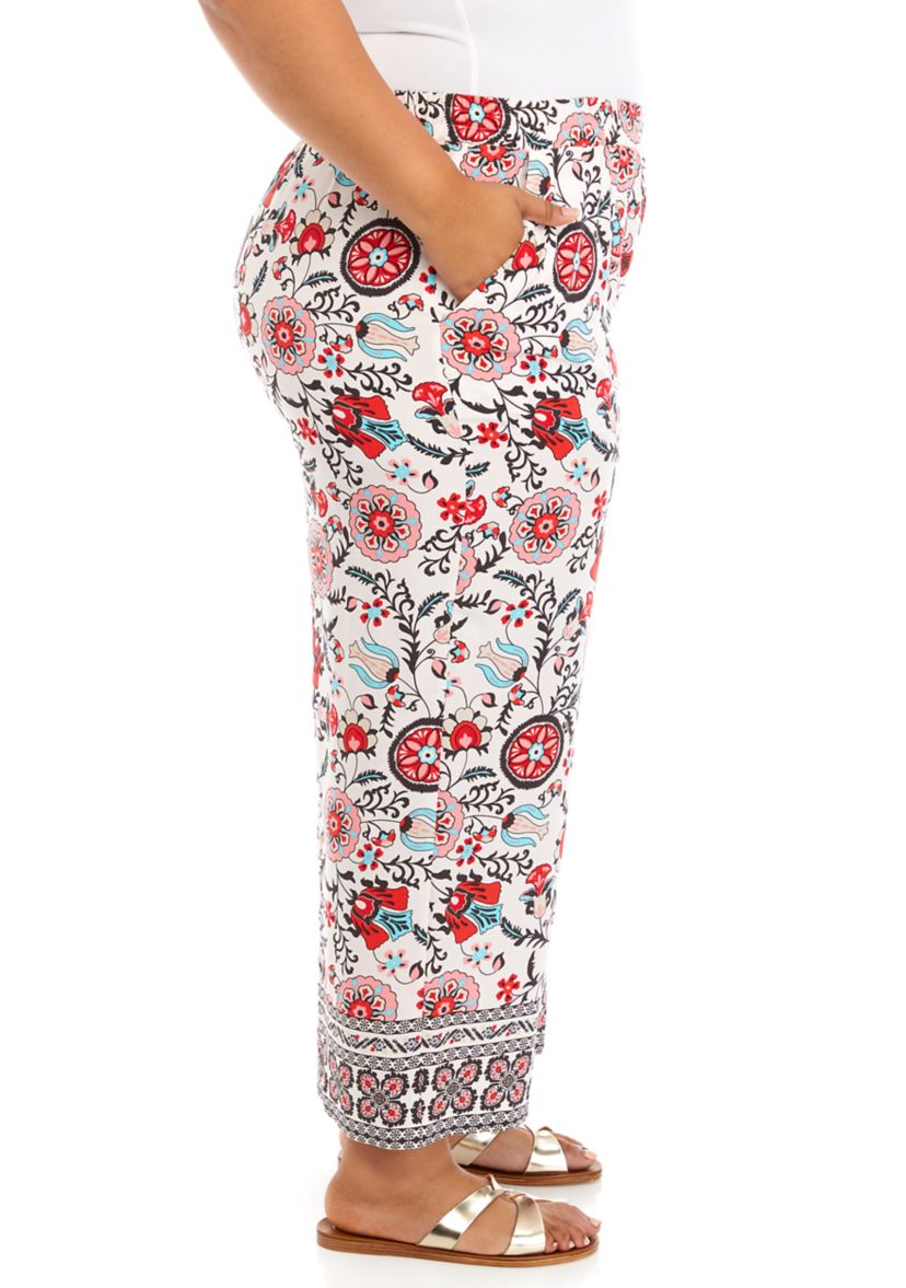 Plus Size Pull On Wide Leg Pants