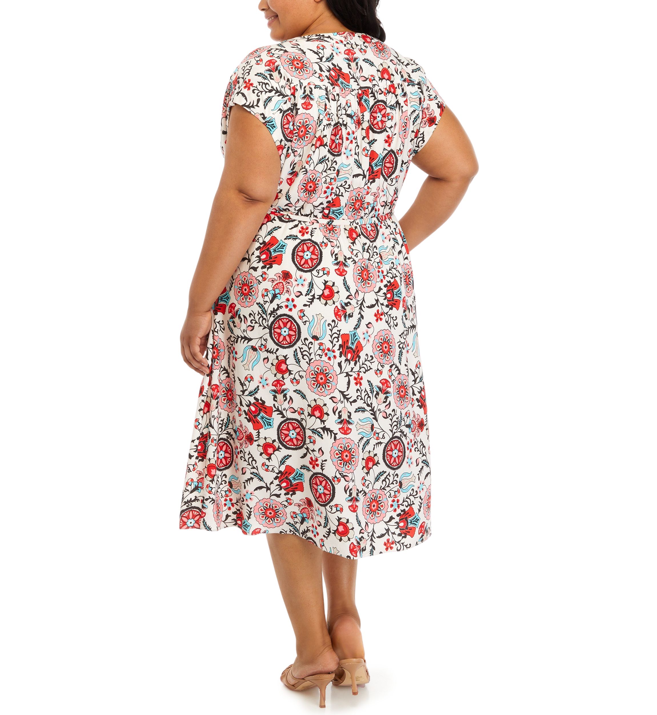 Plus Size V-Neck Button Down Dress