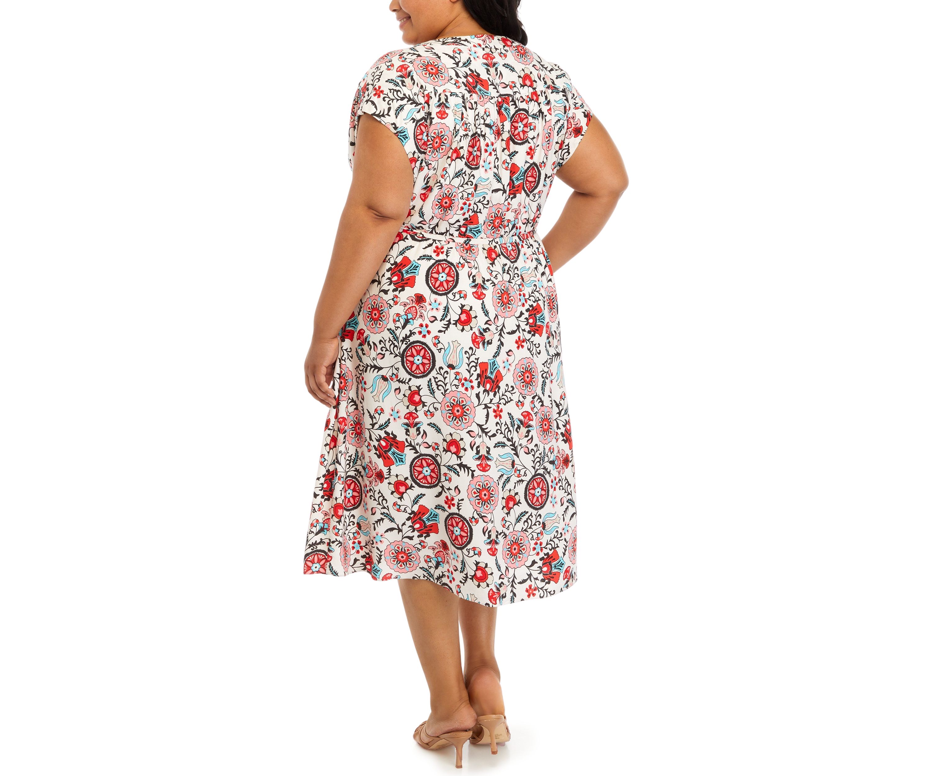 Plus Size V-Neck Button Down Dress