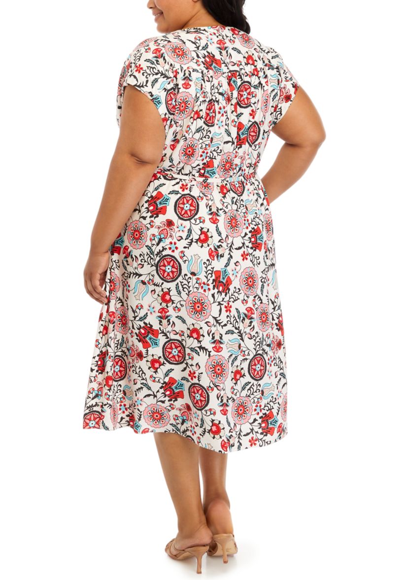 Plus Size V-Neck Button Down Dress