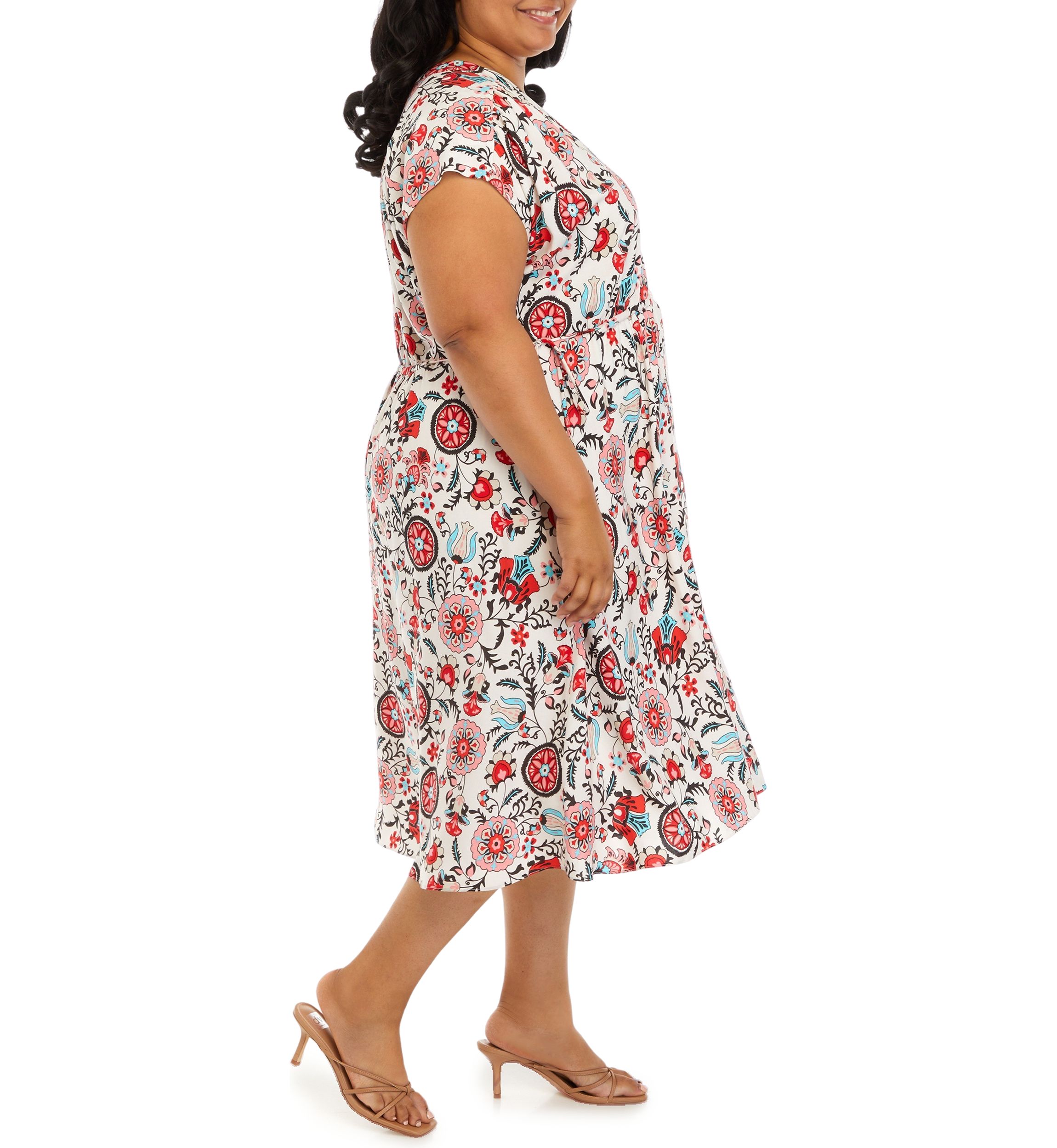 Plus Size V-Neck Button Down Dress