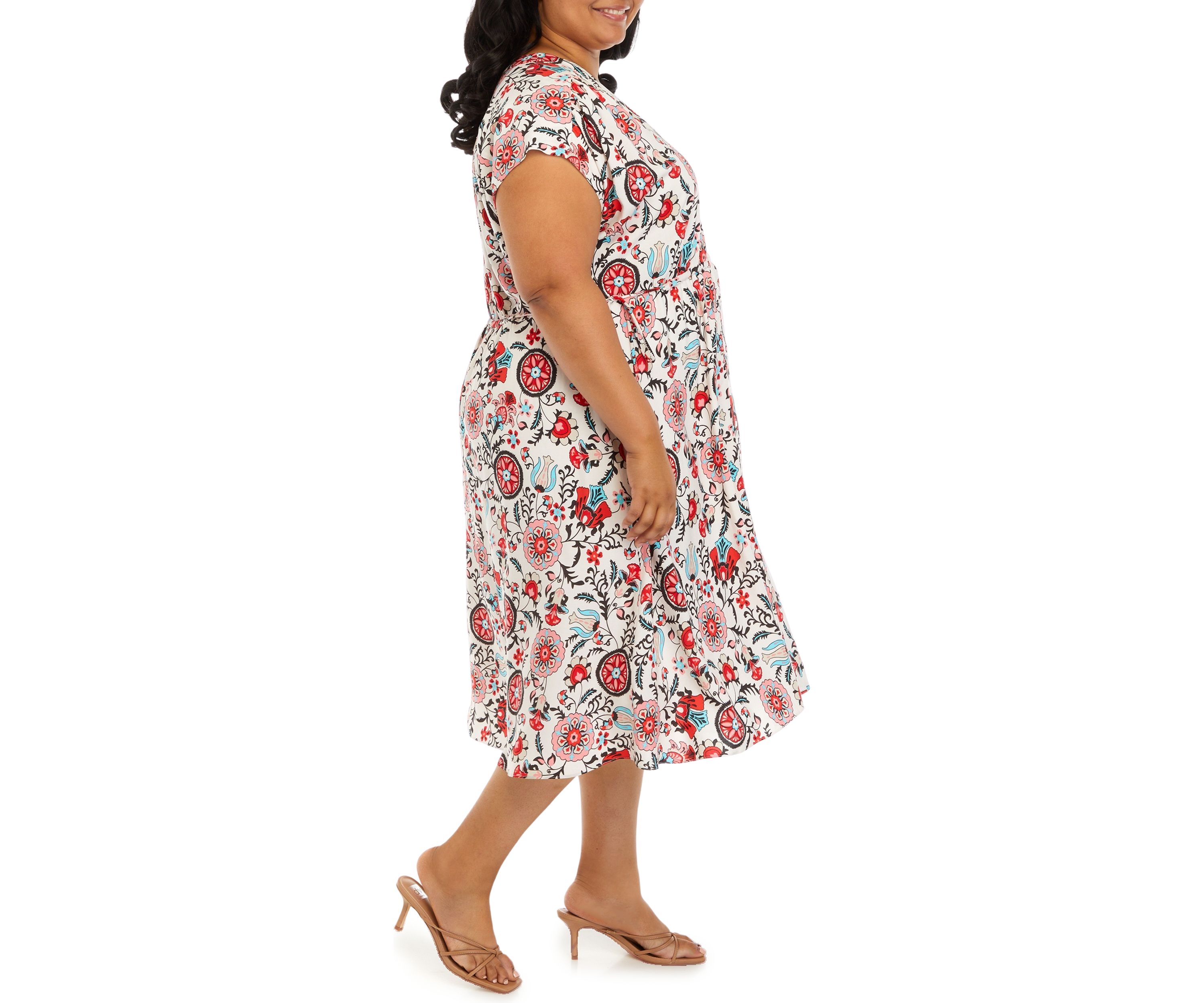 Plus Size V-Neck Button Down Dress