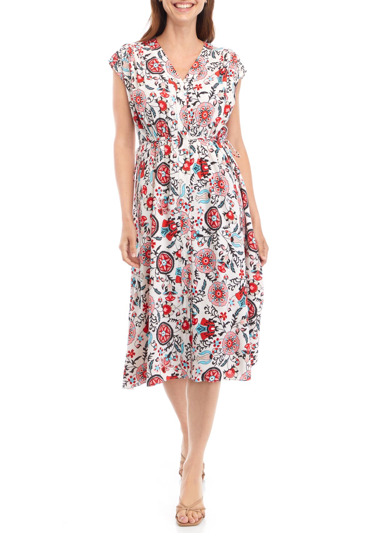 Womens Short Sleeve Floral Shirtdress