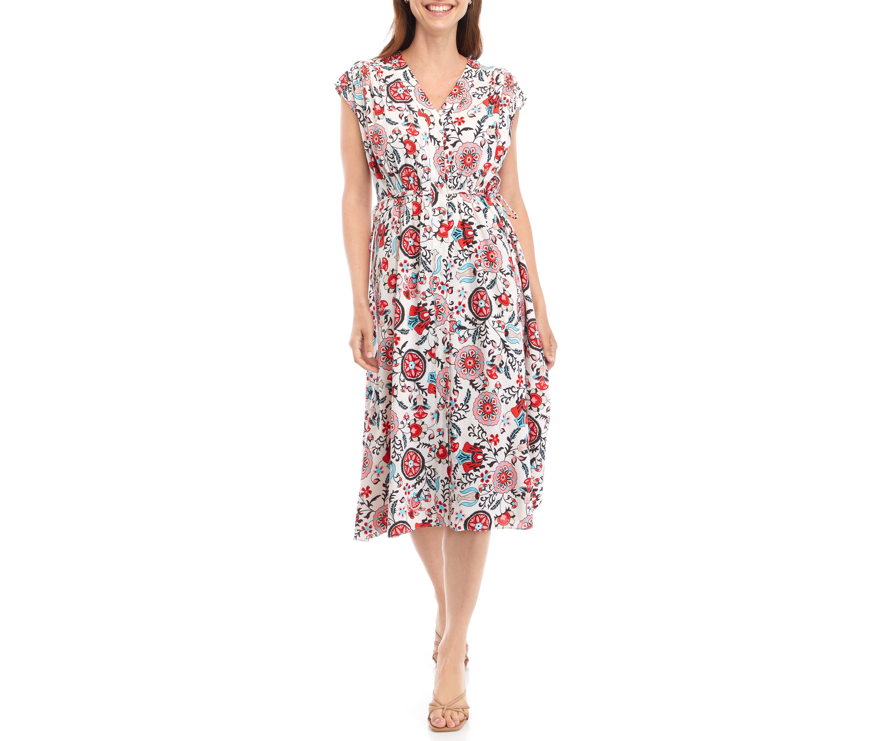 Womens Short Sleeve Floral Shirtdress