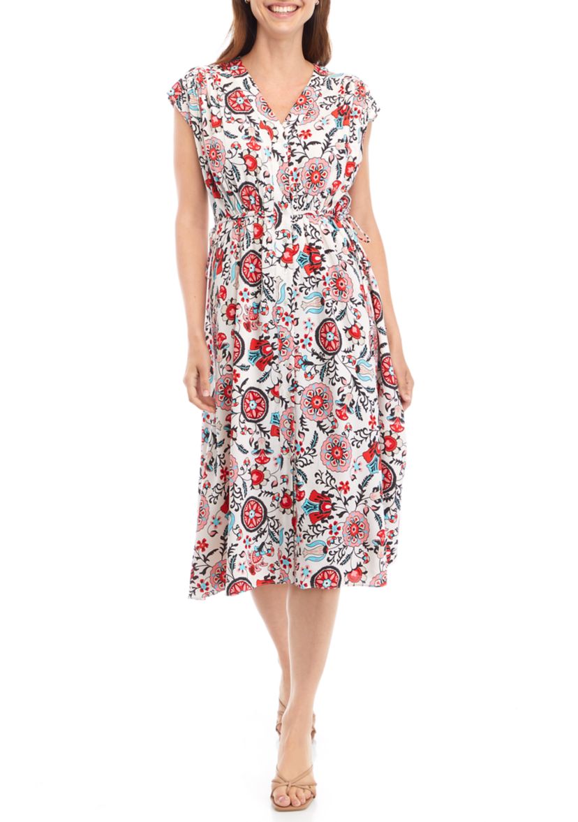 Womens Short Sleeve Floral Shirtdress