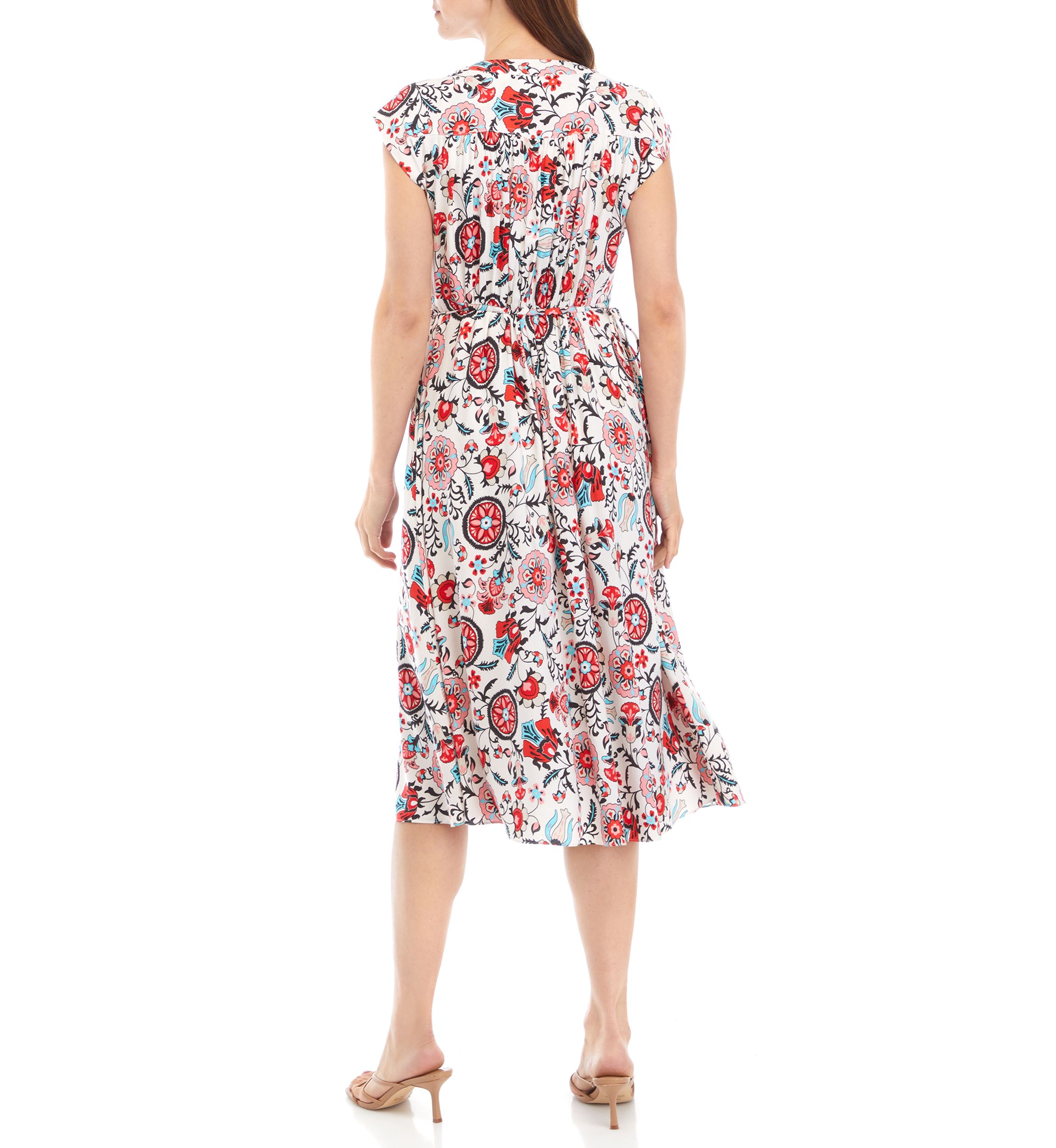 Womens Short Sleeve Floral Shirtdress