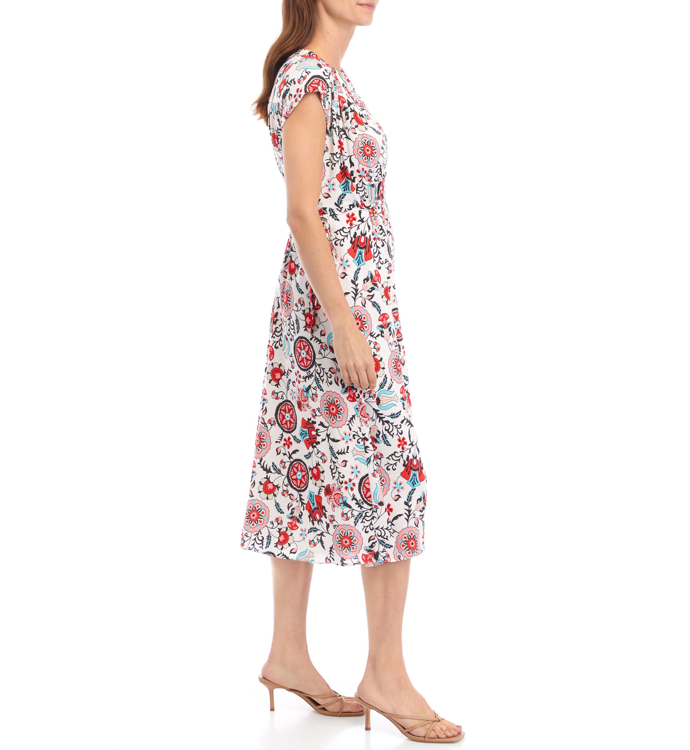 Womens Short Sleeve Floral Shirtdress