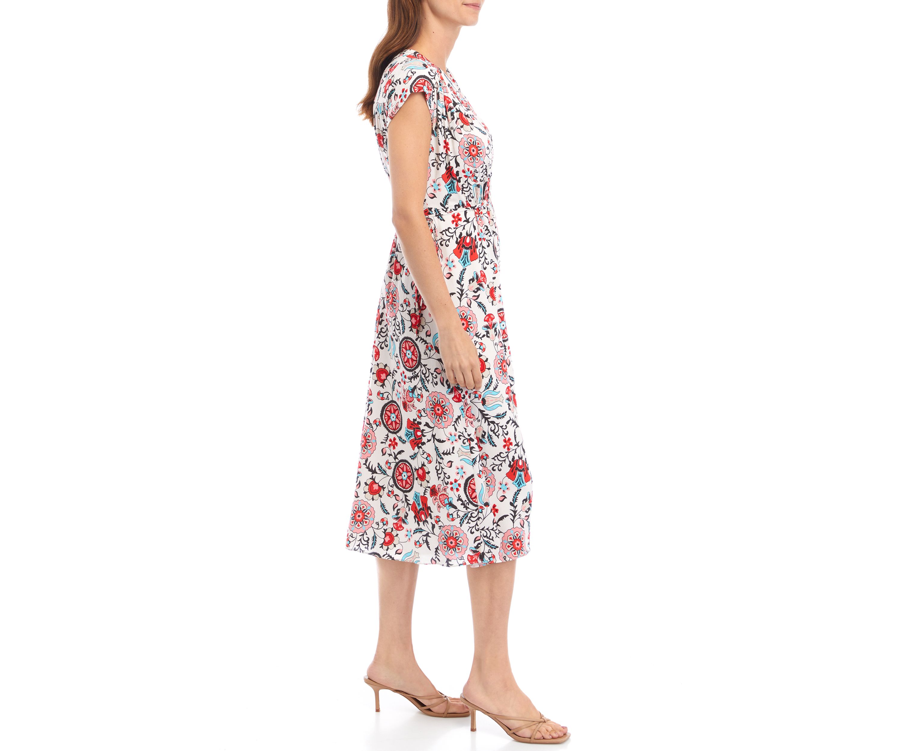 Womens Short Sleeve Floral Shirtdress