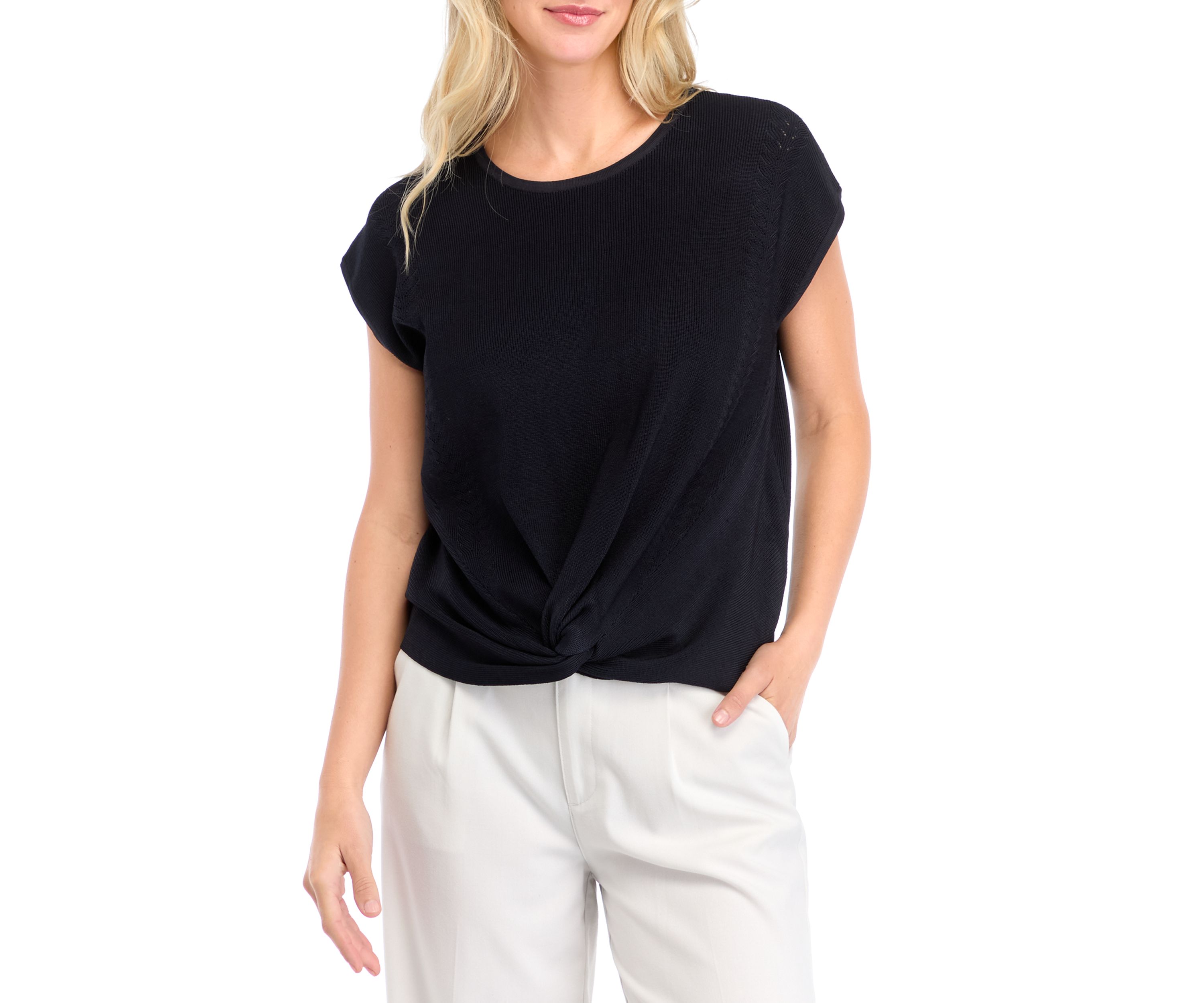 Womens Short Sleeve Twist Front Top 