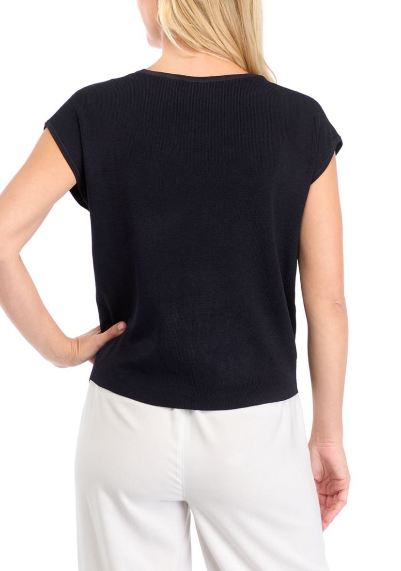 Womens Short Sleeve Twist Front Top 