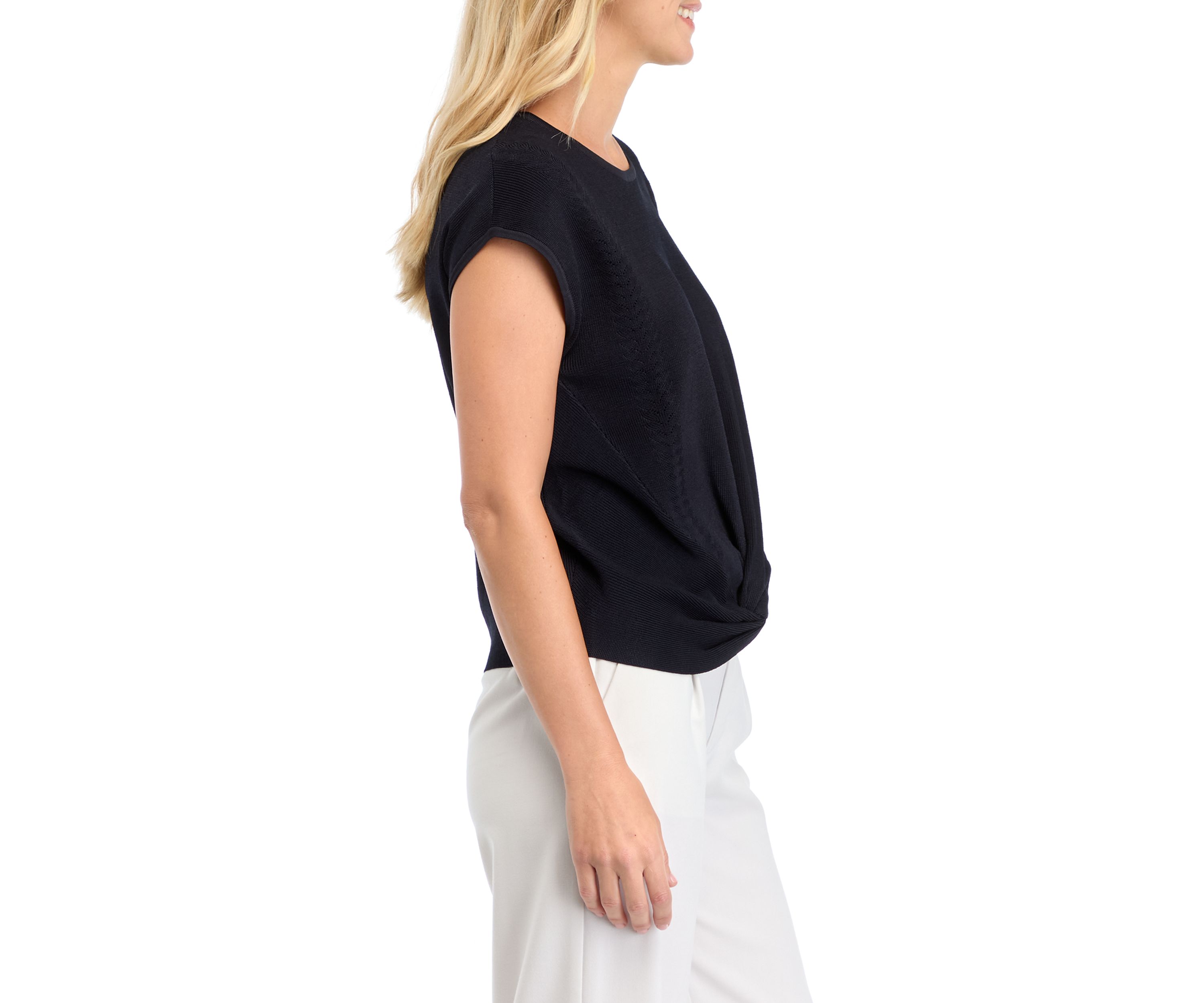 Womens Short Sleeve Twist Front Top 