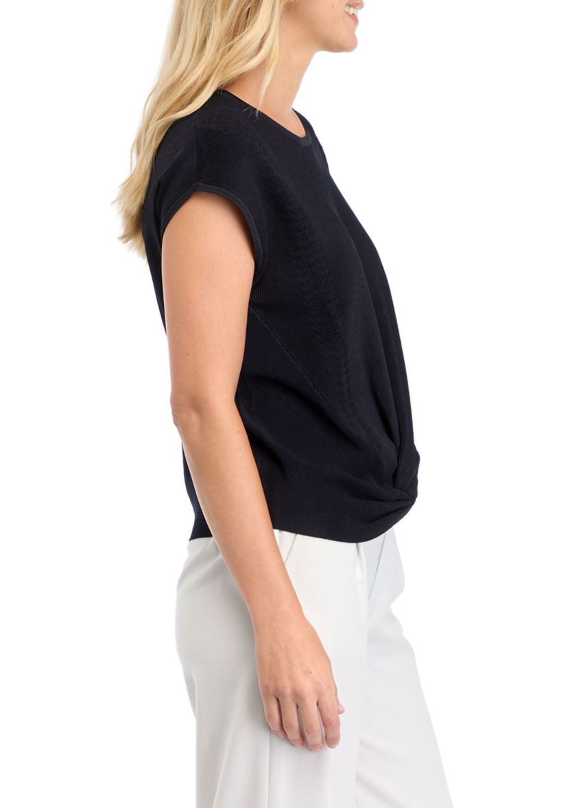 Womens Short Sleeve Twist Front Top 