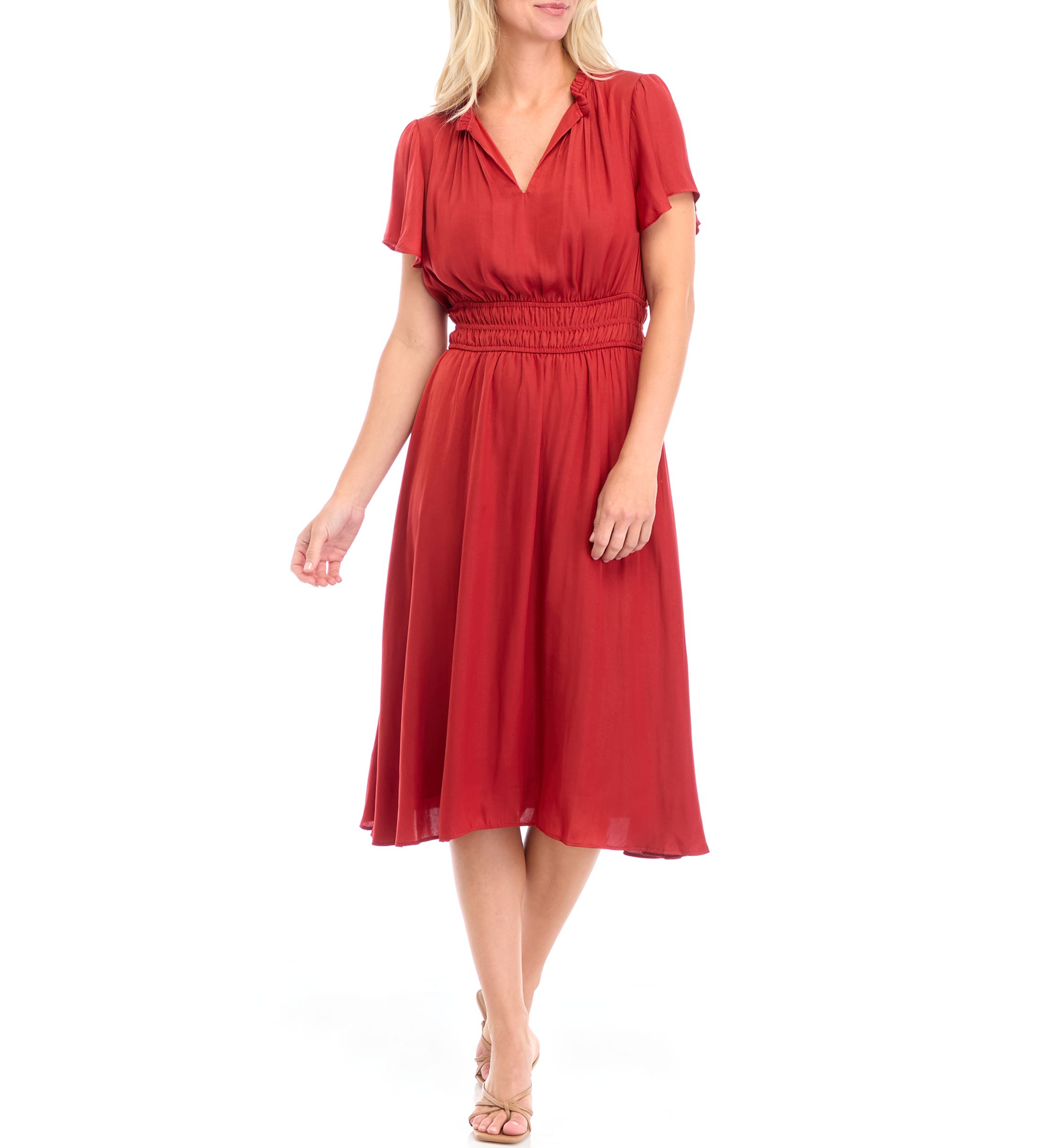Womens Flutter Sleeve Airflow Dress