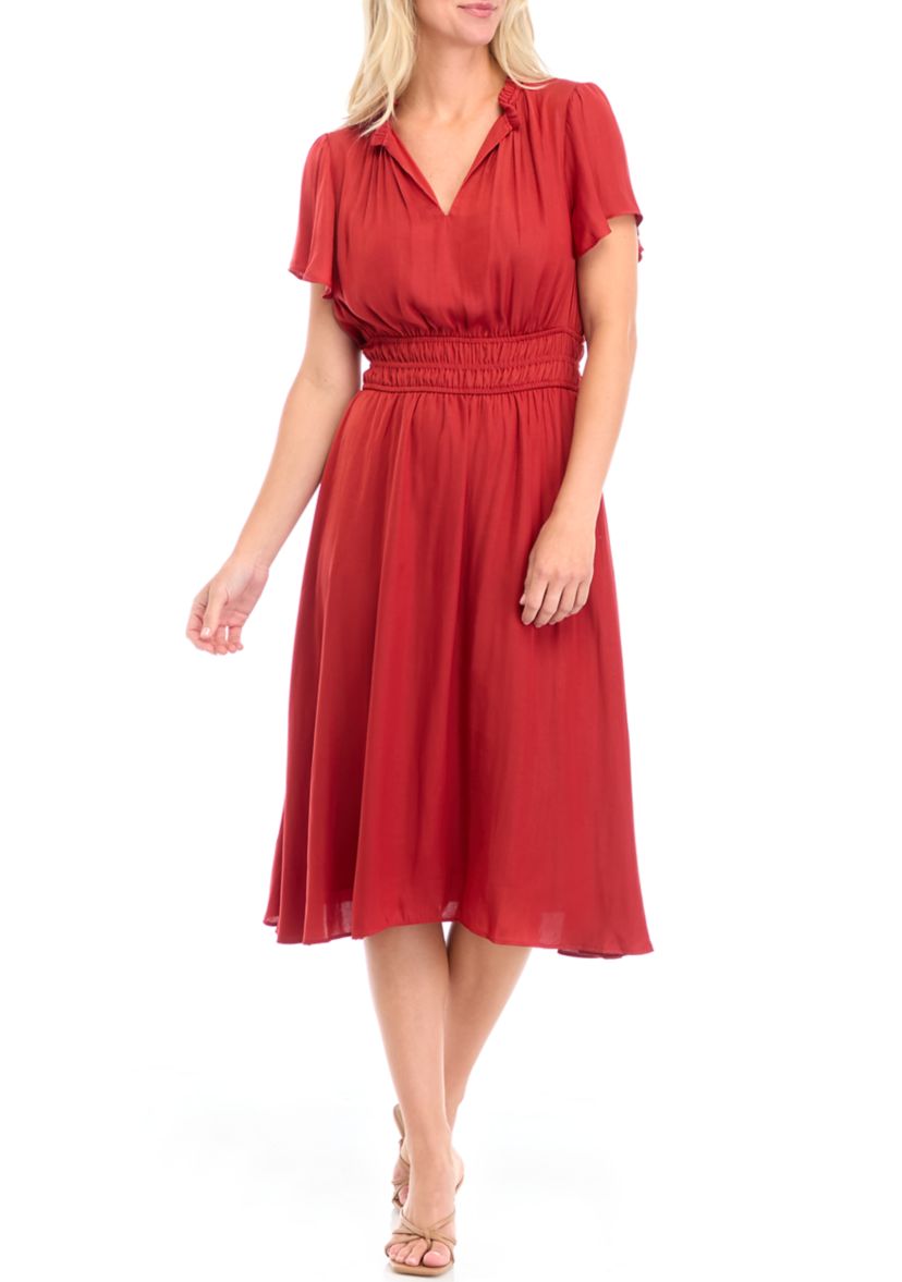 Womens Flutter Sleeve Airflow Dress