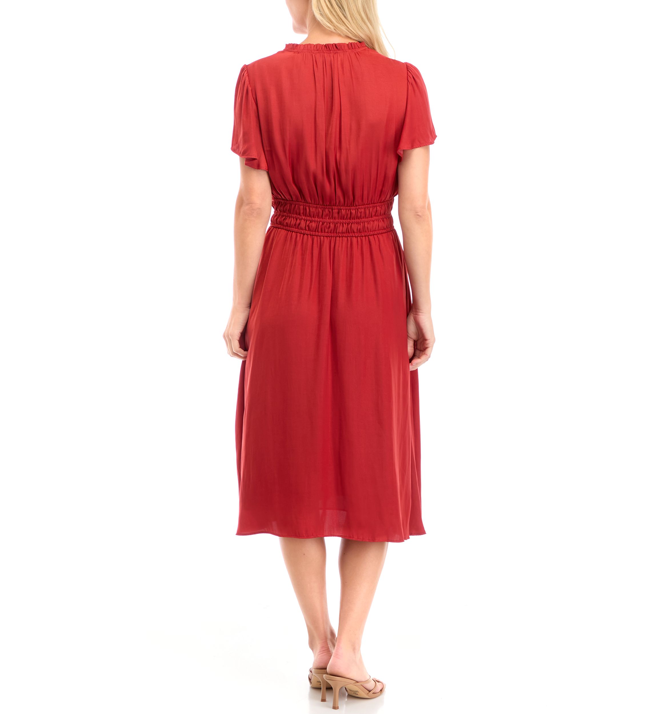 Womens Flutter Sleeve Airflow Dress