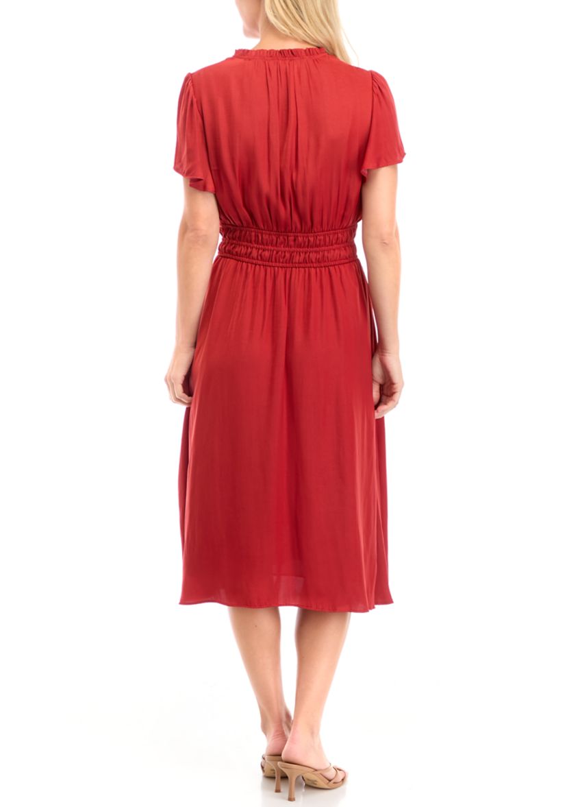 Womens Flutter Sleeve Airflow Dress