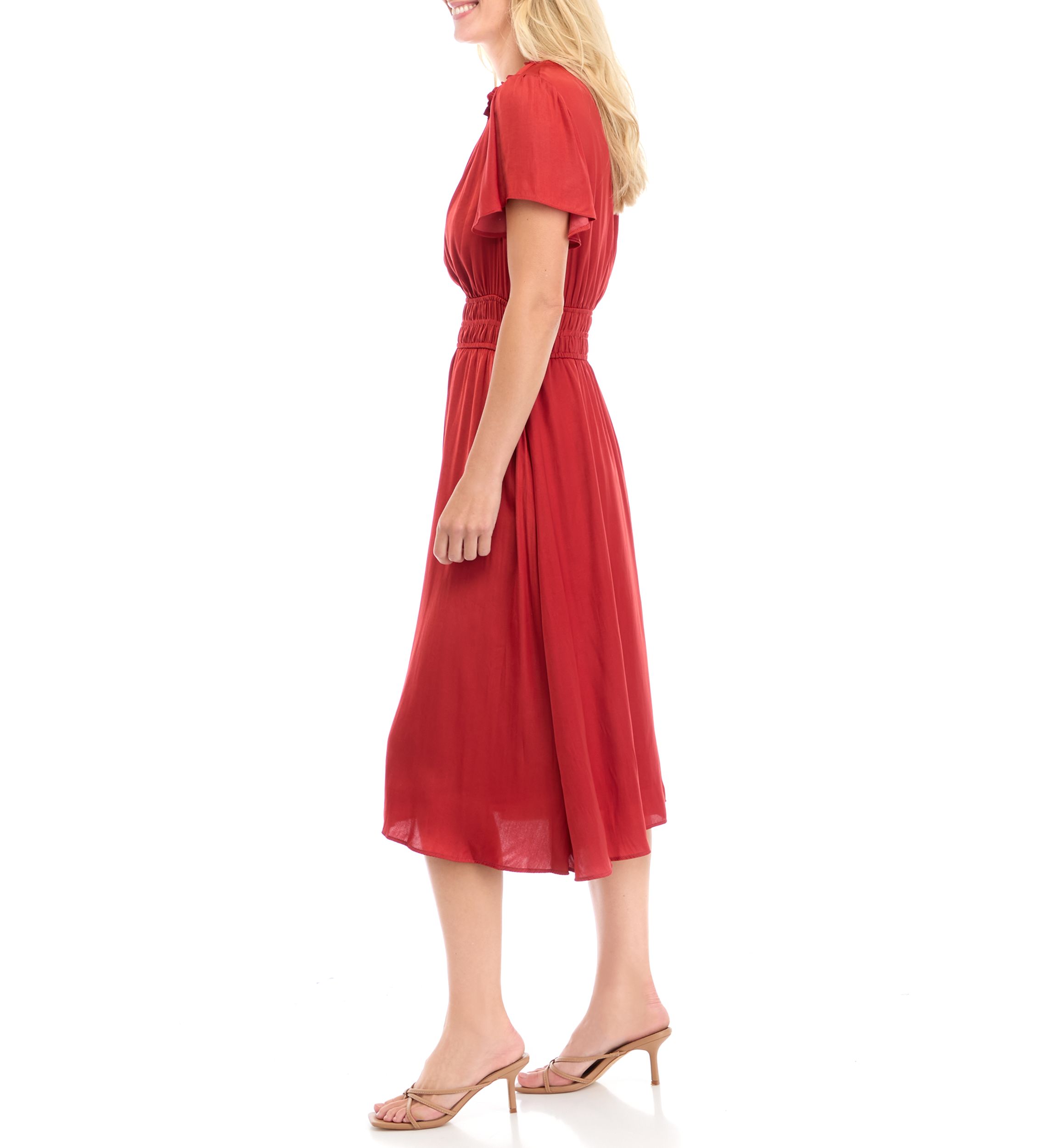Womens Flutter Sleeve Airflow Dress