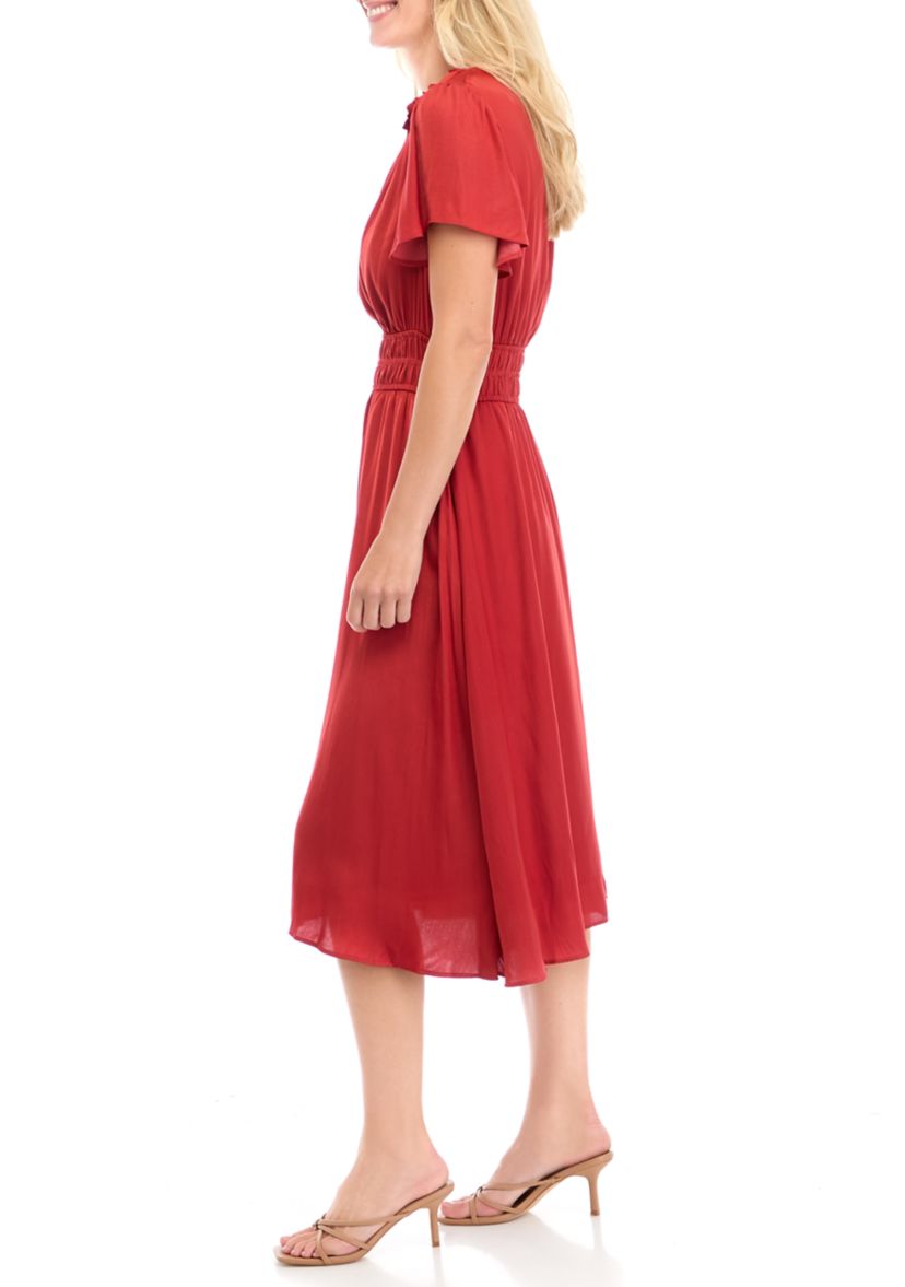 Womens Flutter Sleeve Airflow Dress