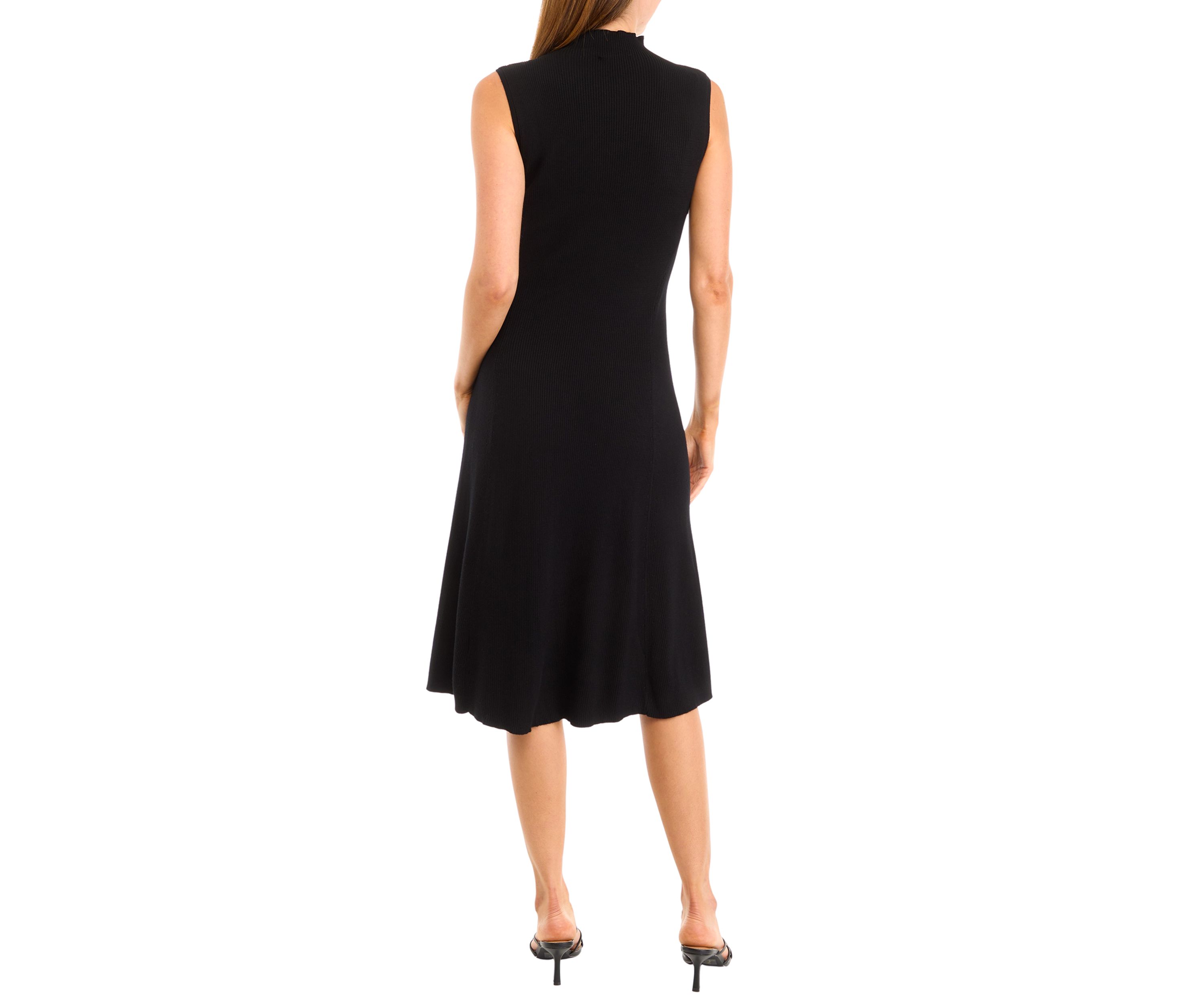 Womens Sleeveless Mock Neck Ribbed Dress