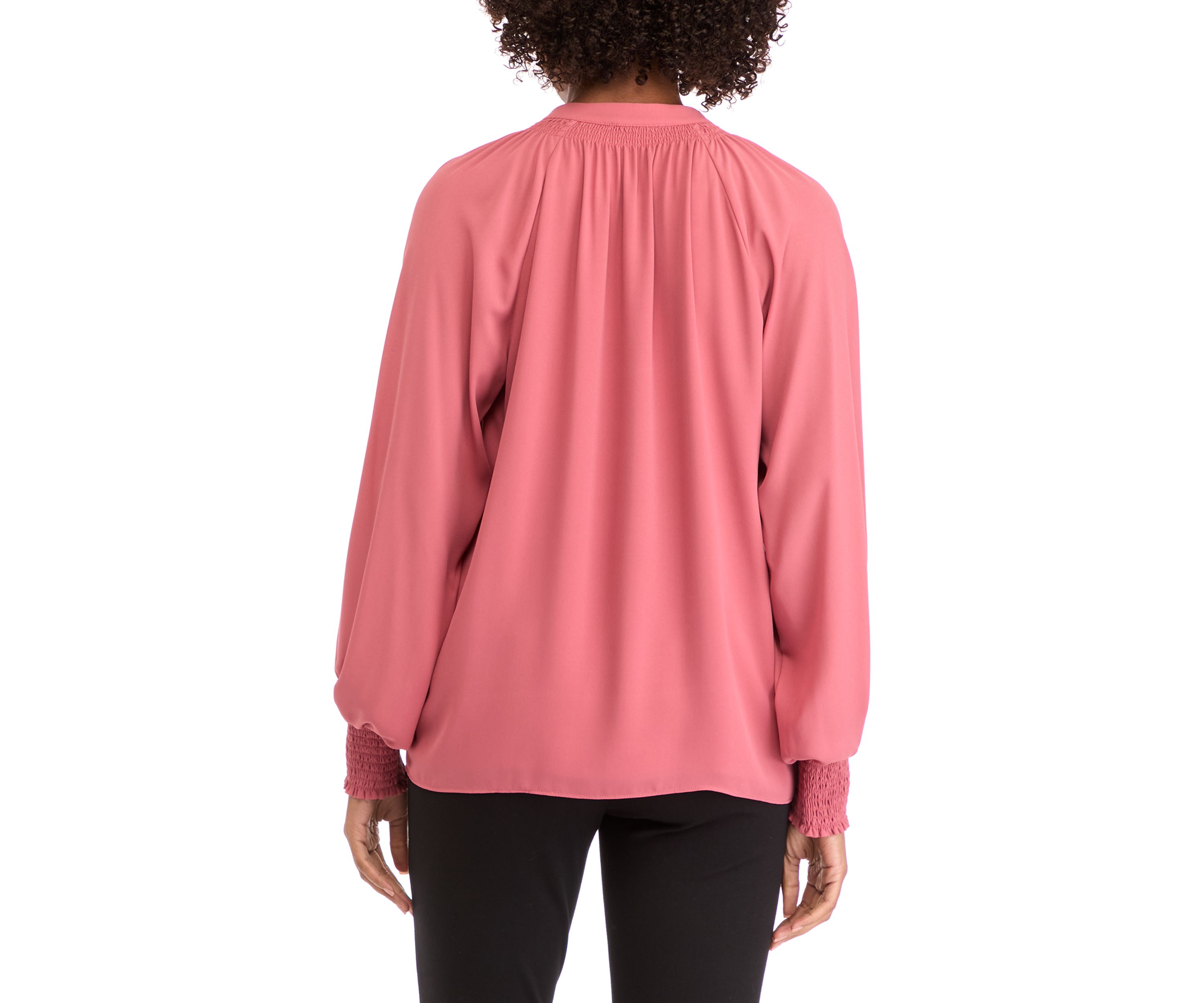  Womens Blouson Sleeve V-Neck Blouse 