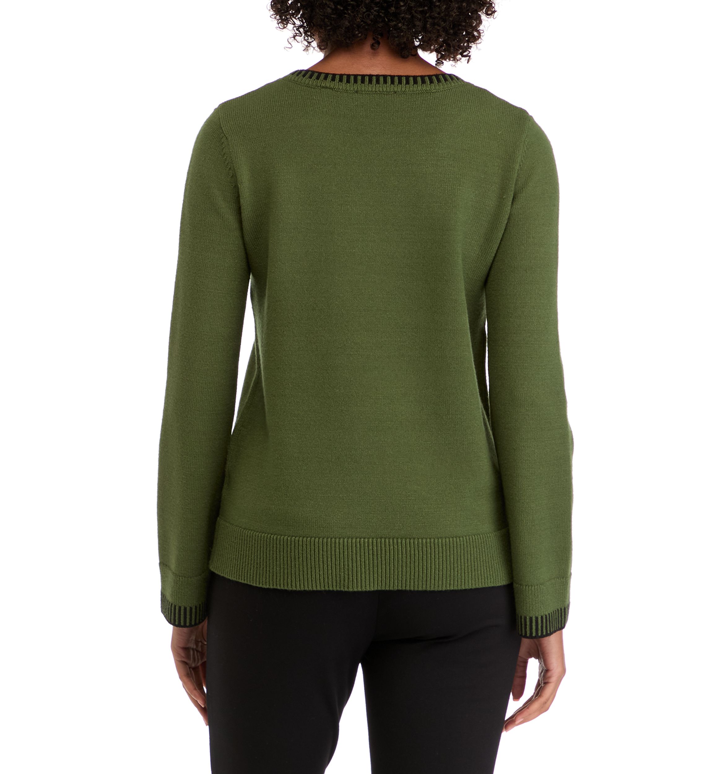Womens Long Sleeve Crew Neck Whipstitch Top