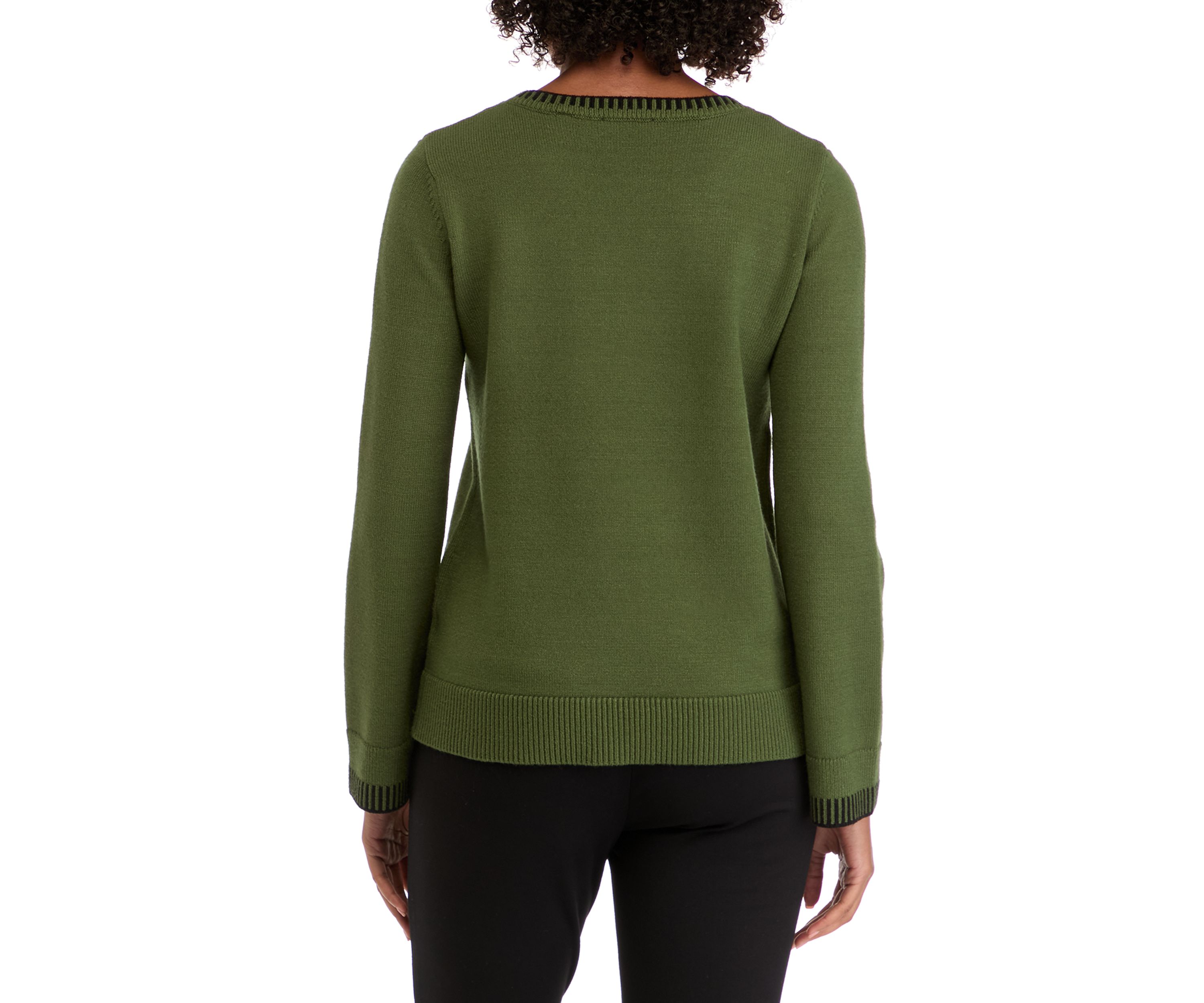 Womens Long Sleeve Crew Neck Whipstitch Top