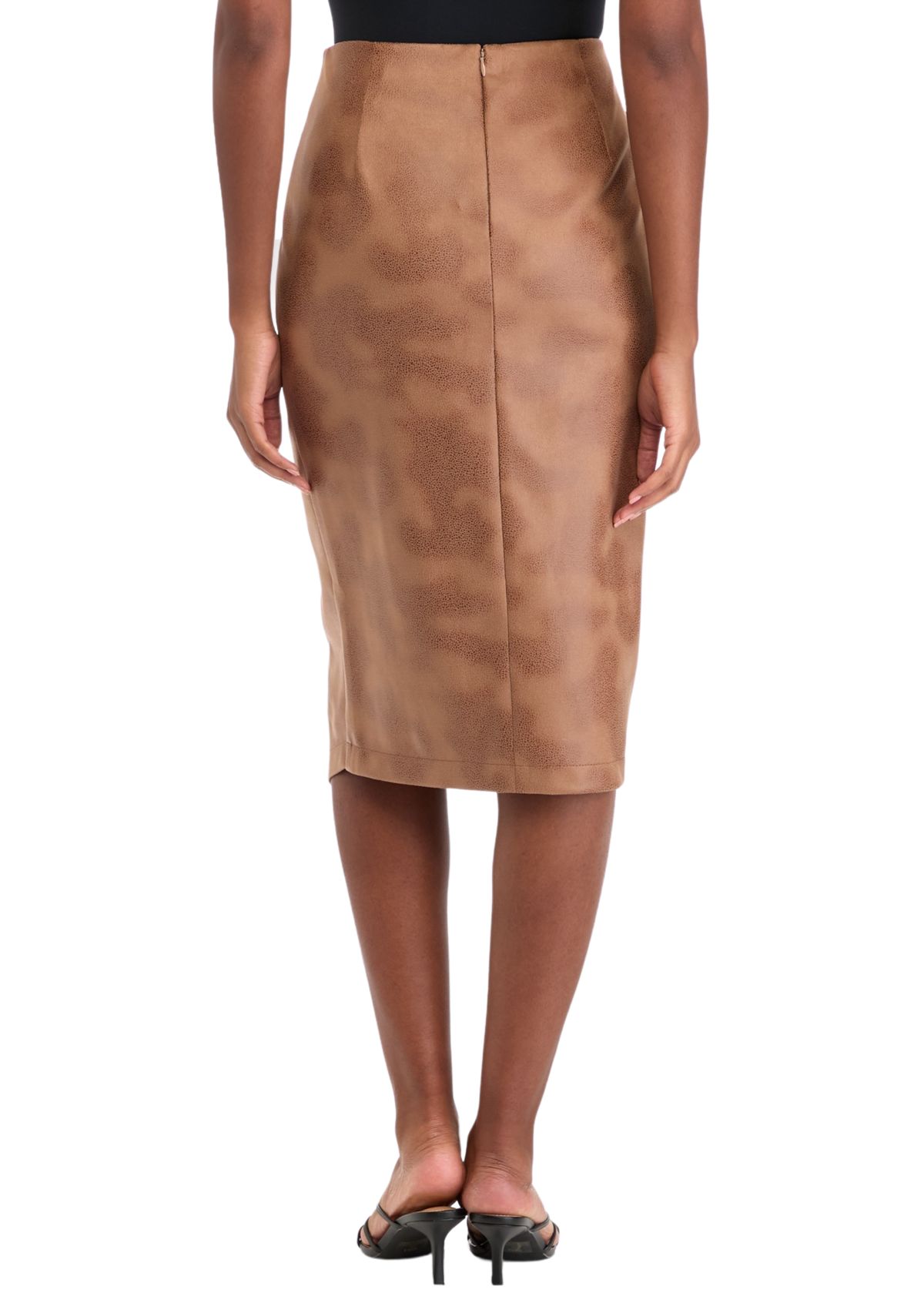 Womens Faux Wrap Printed Pleated Skirt