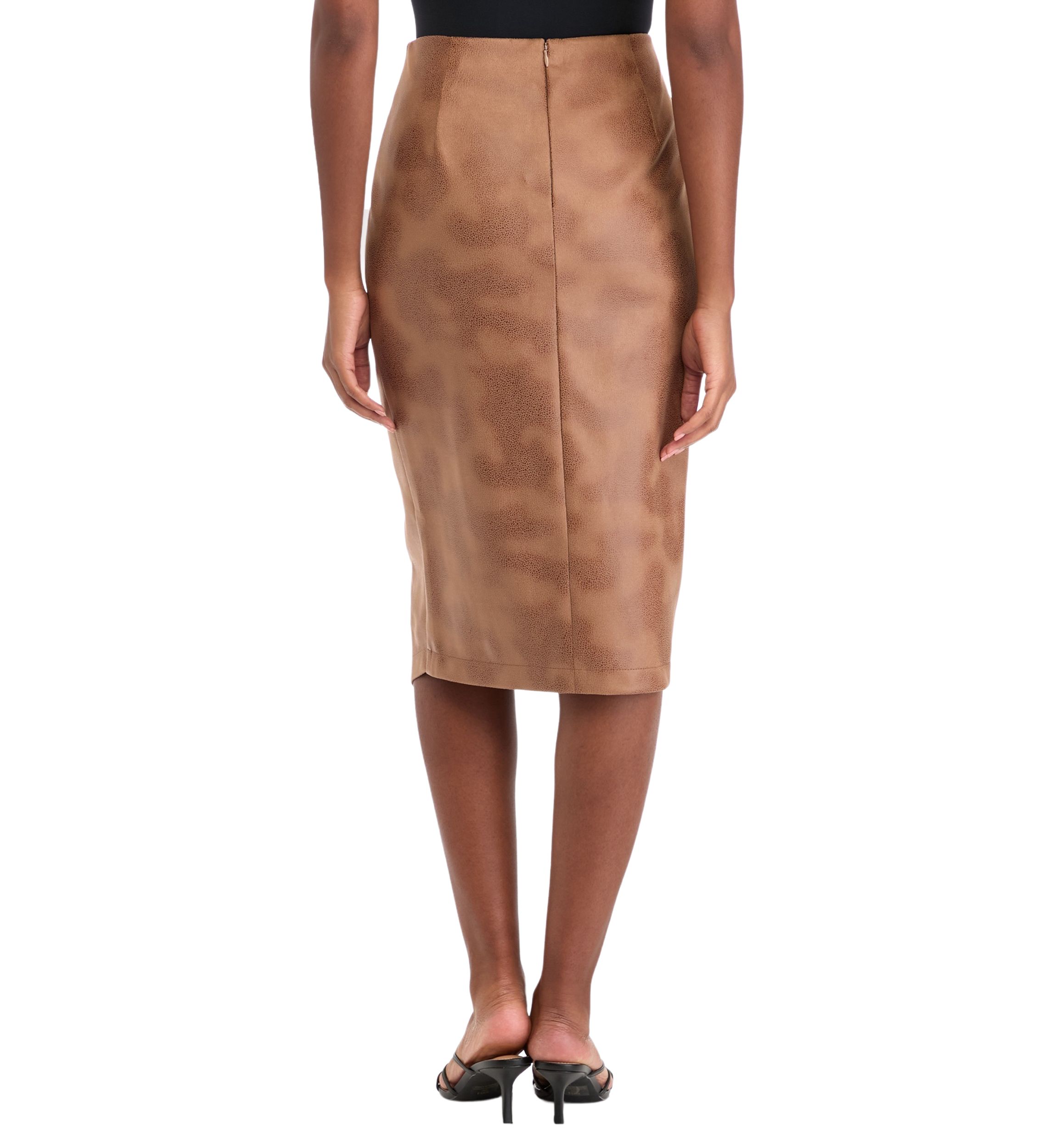 Womens Faux Wrap Printed Pleated Skirt