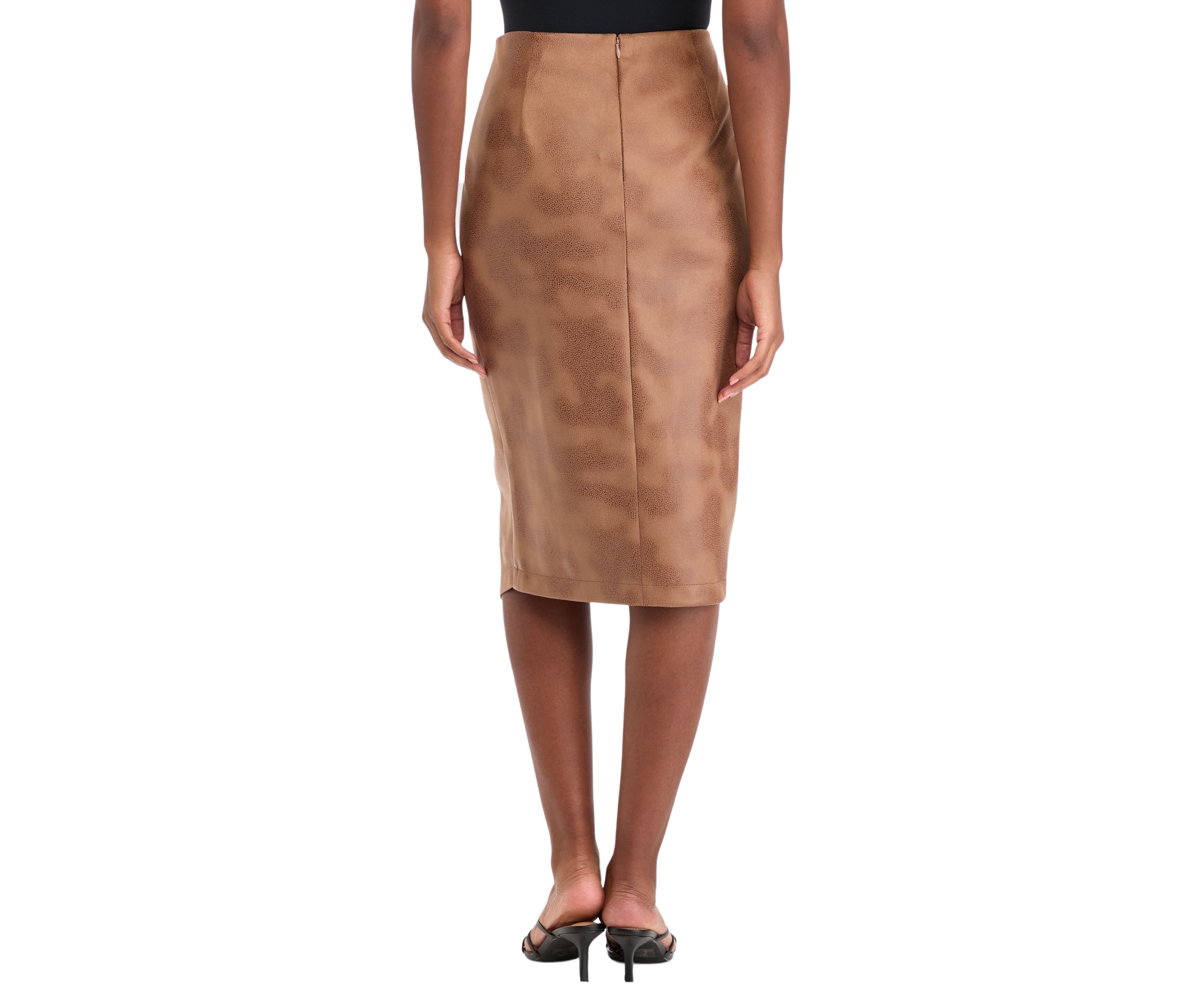 Womens Faux Wrap Printed Pleated Skirt