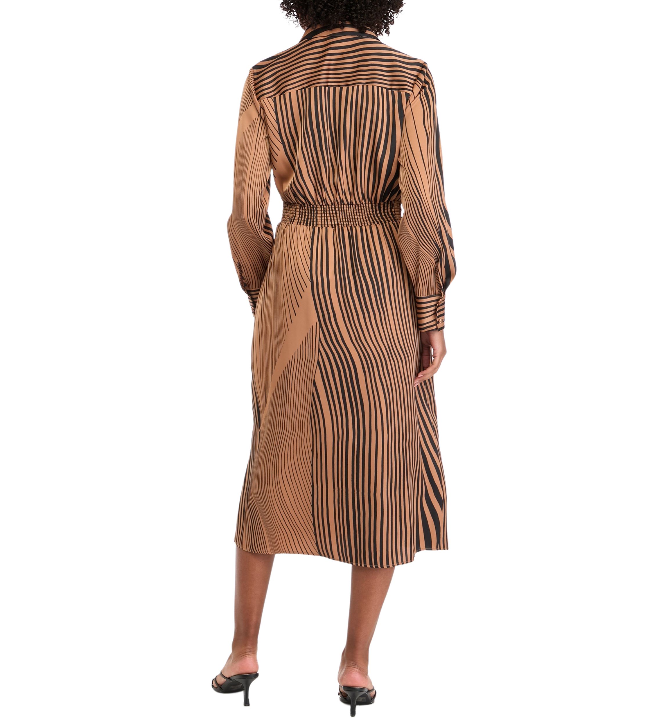 Womens Long Sleeve Printed Button Front Shirtdress 