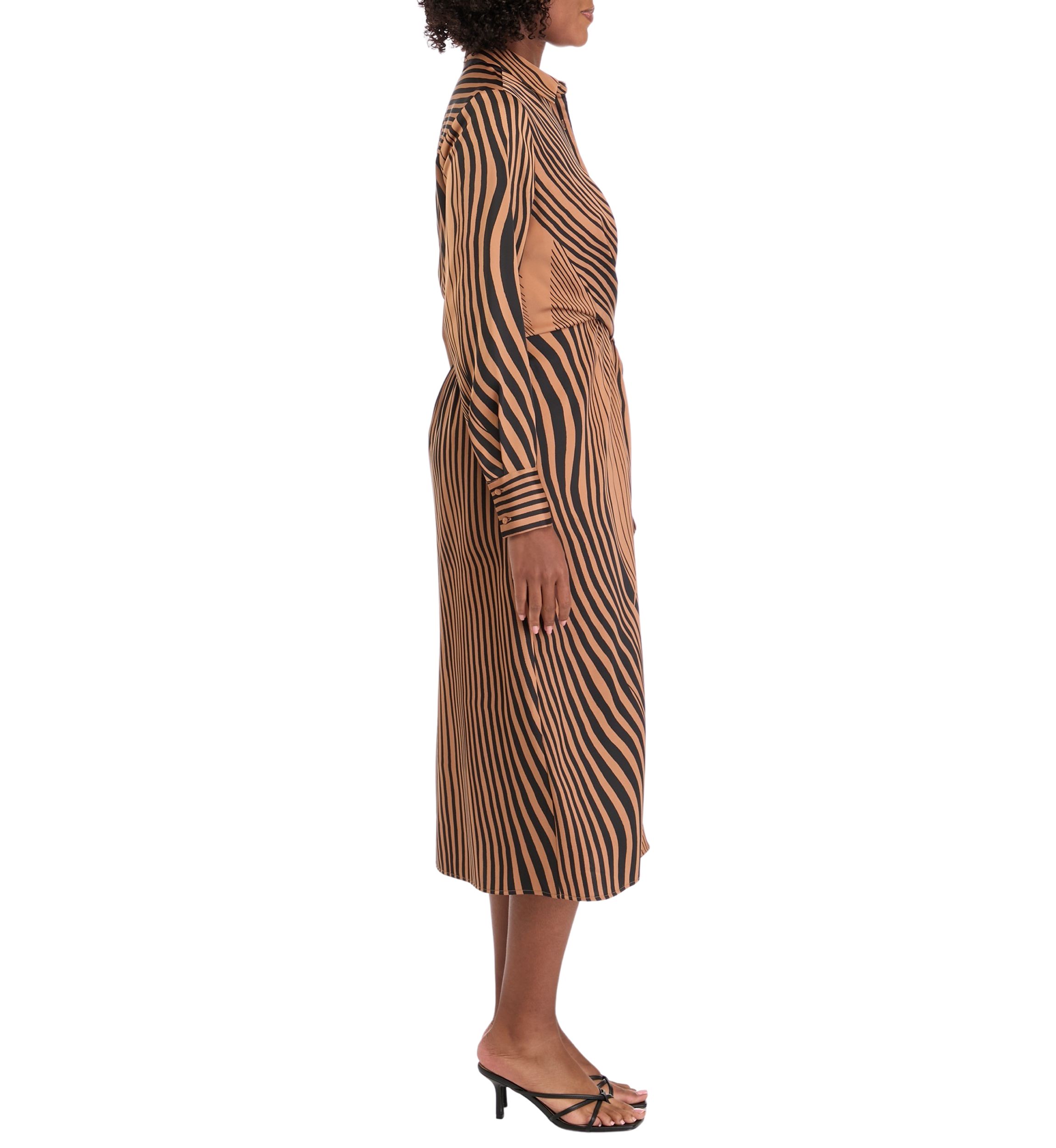 Womens Long Sleeve Printed Button Front Shirtdress 