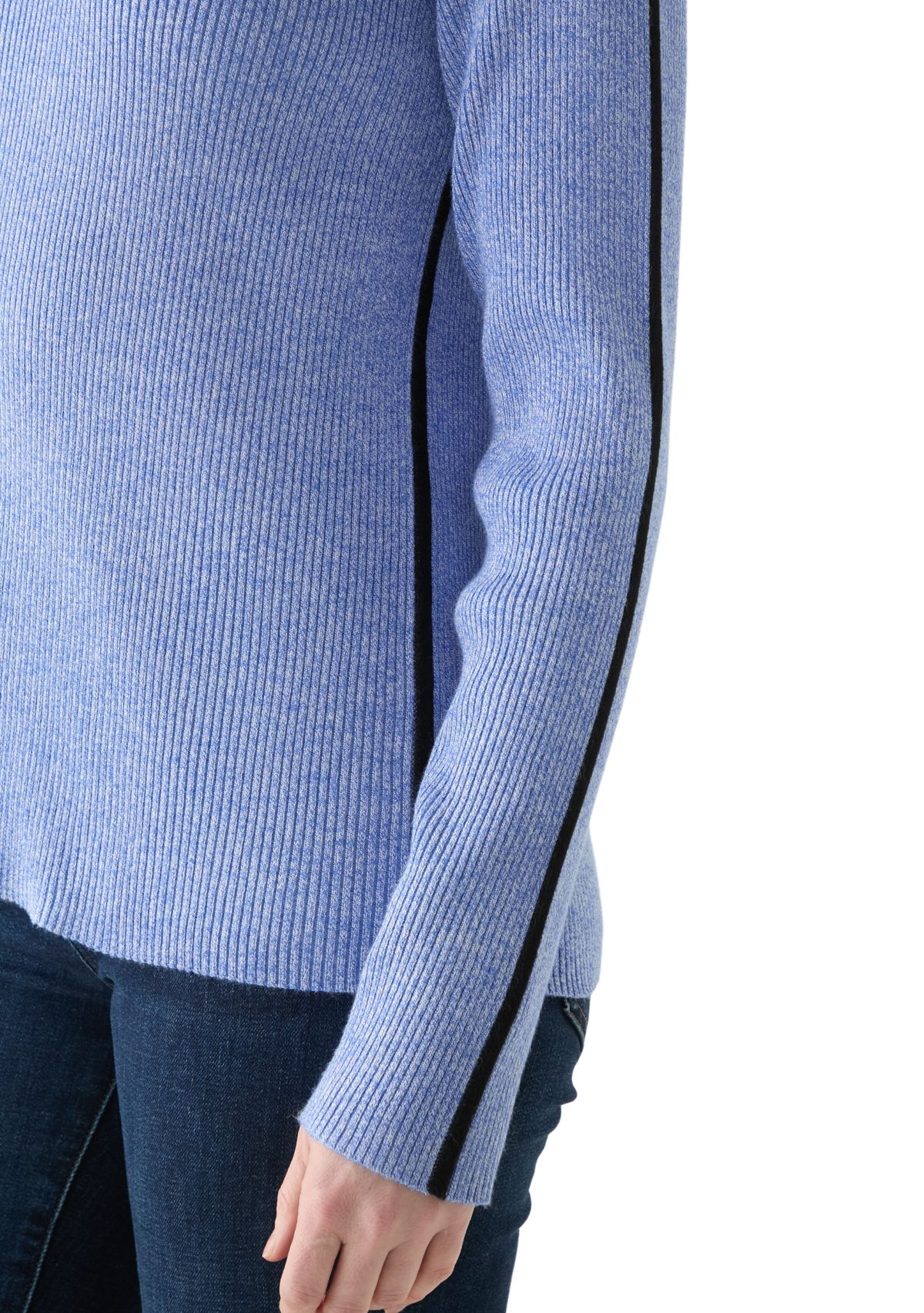 Womens Long Sleeve Crew Neck Sweater with Contrast Trim