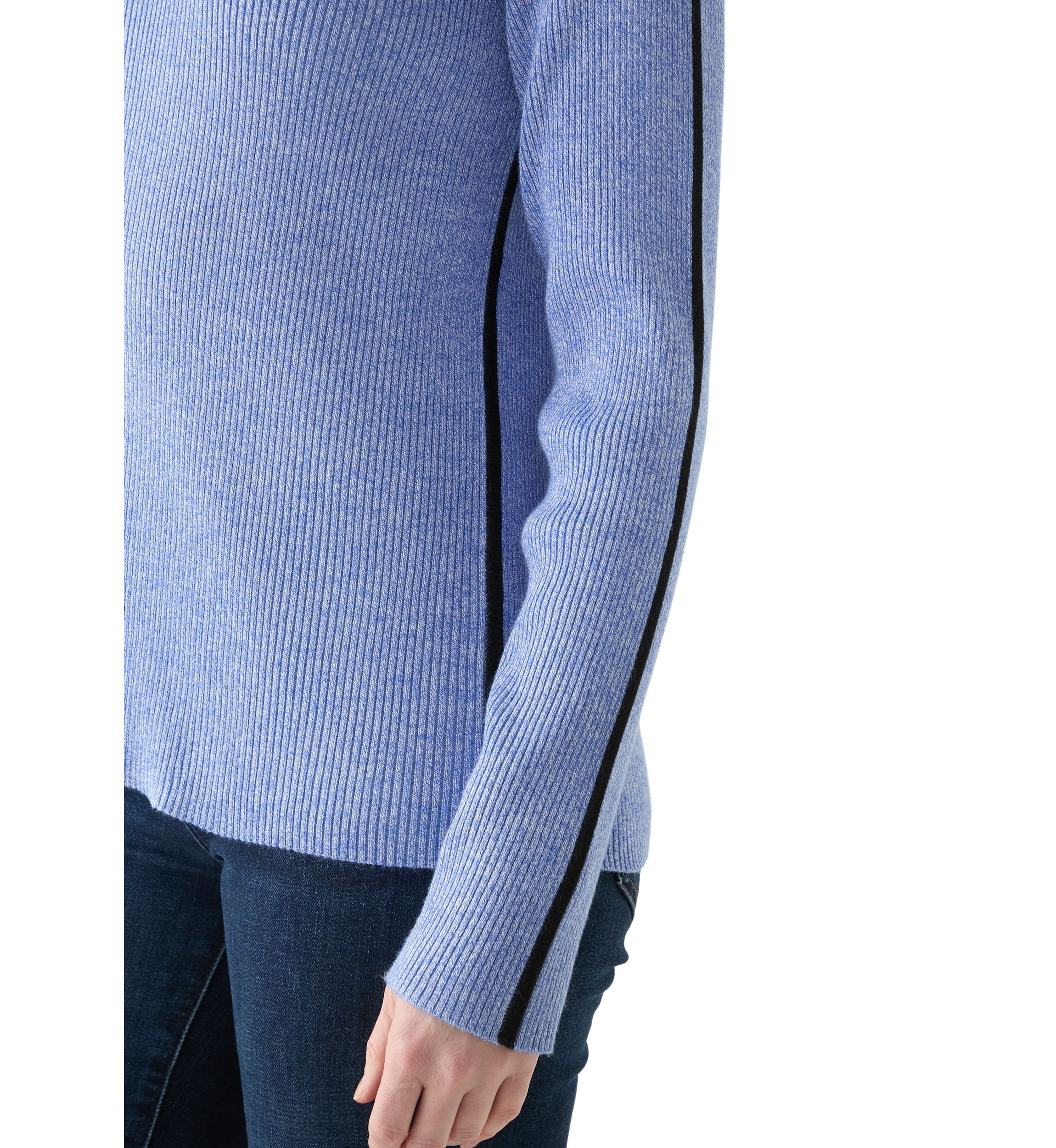 Womens Long Sleeve Crew Neck Sweater with Contrast Trim