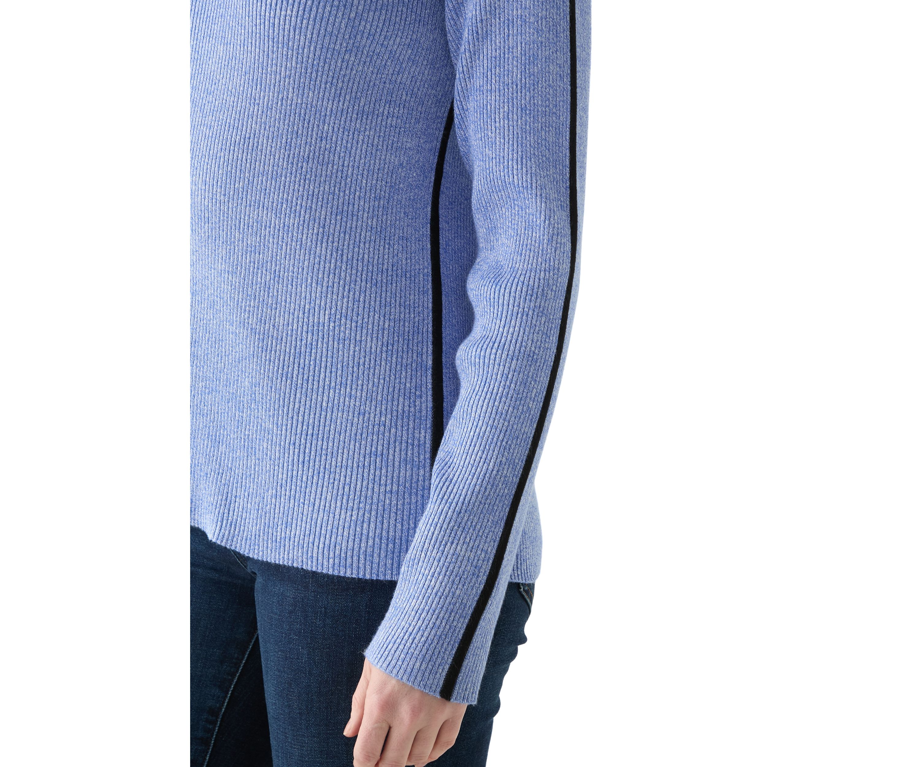 Womens Long Sleeve Crew Neck Sweater with Contrast Trim